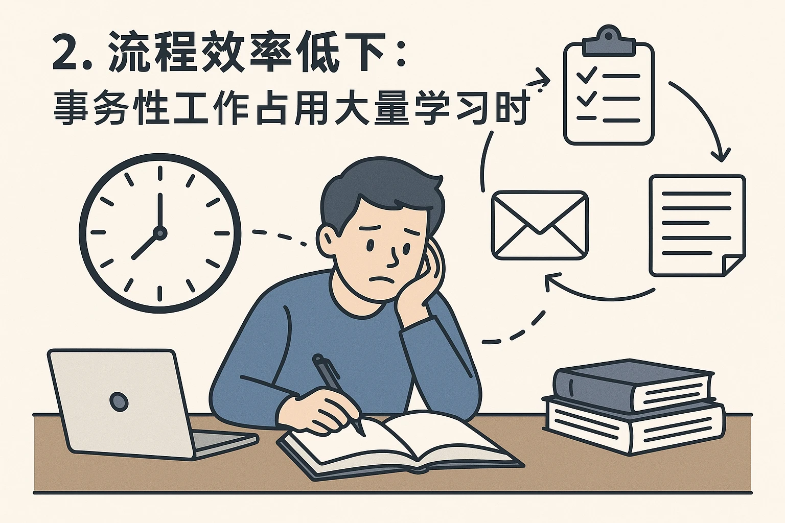 2. 流程效率低下：事务性工作占用大量学习时间