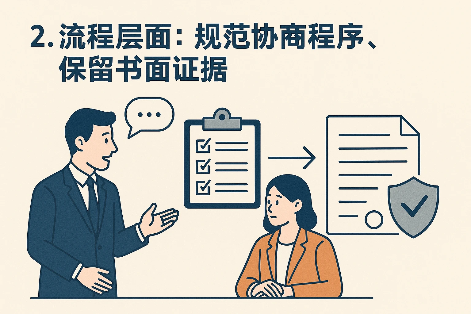 2. 流程层面：规范协商程序，保留书面证据