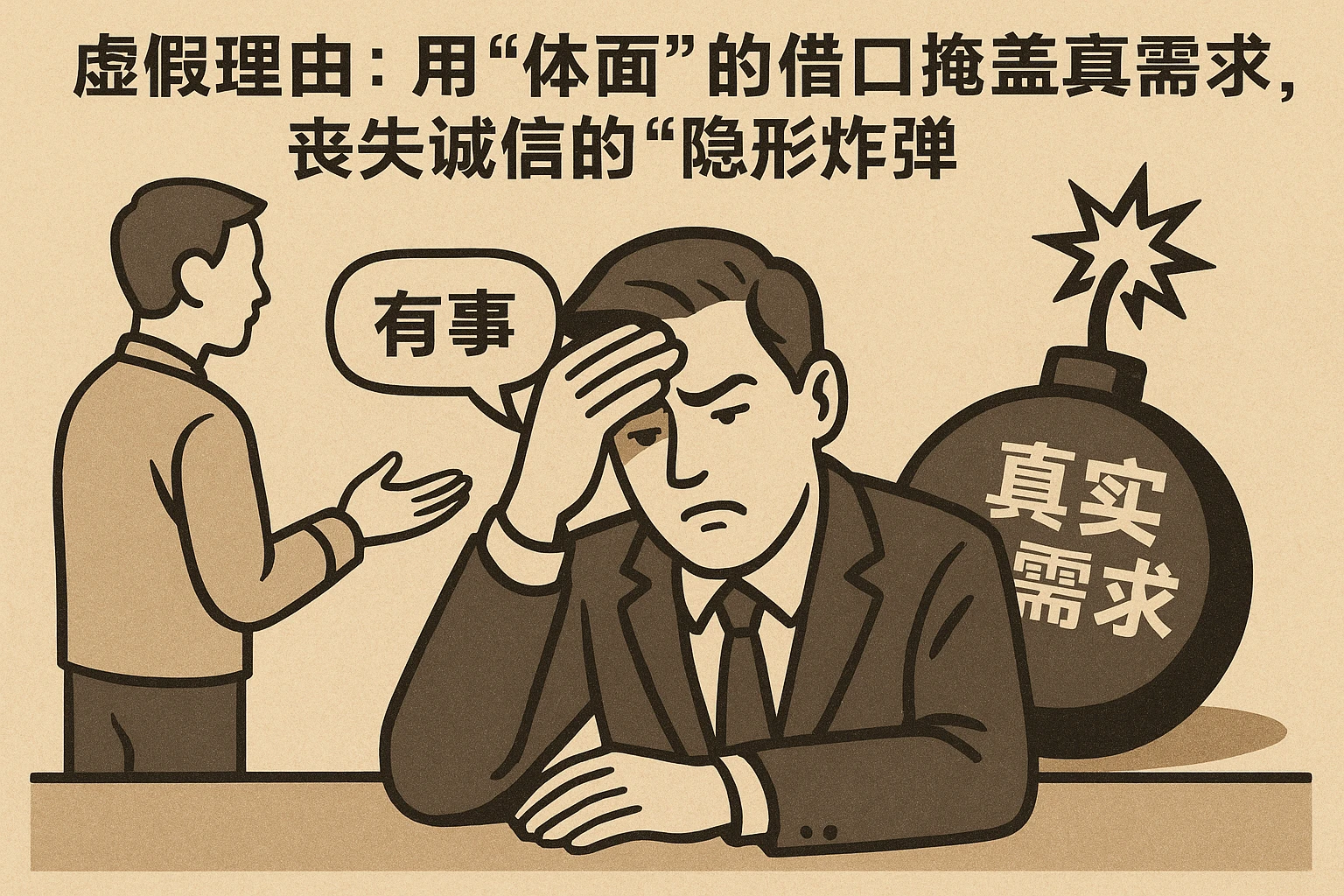 2. 虚假理由：用“体面”的借口掩盖真实需求，丧失诚信的“隐形炸弹”
