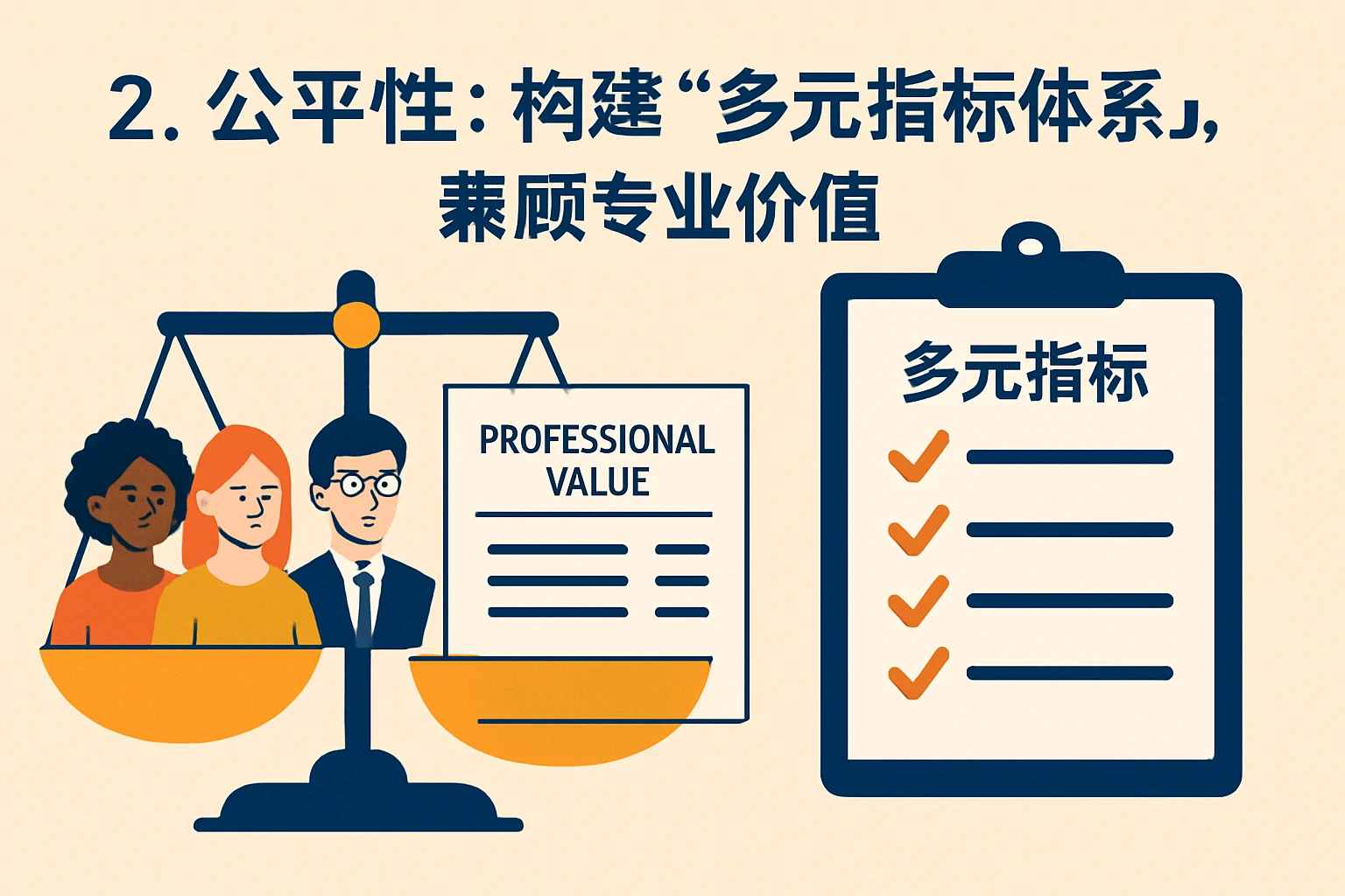 2. 公平性：构建“多元指标体系”，兼顾专业价值