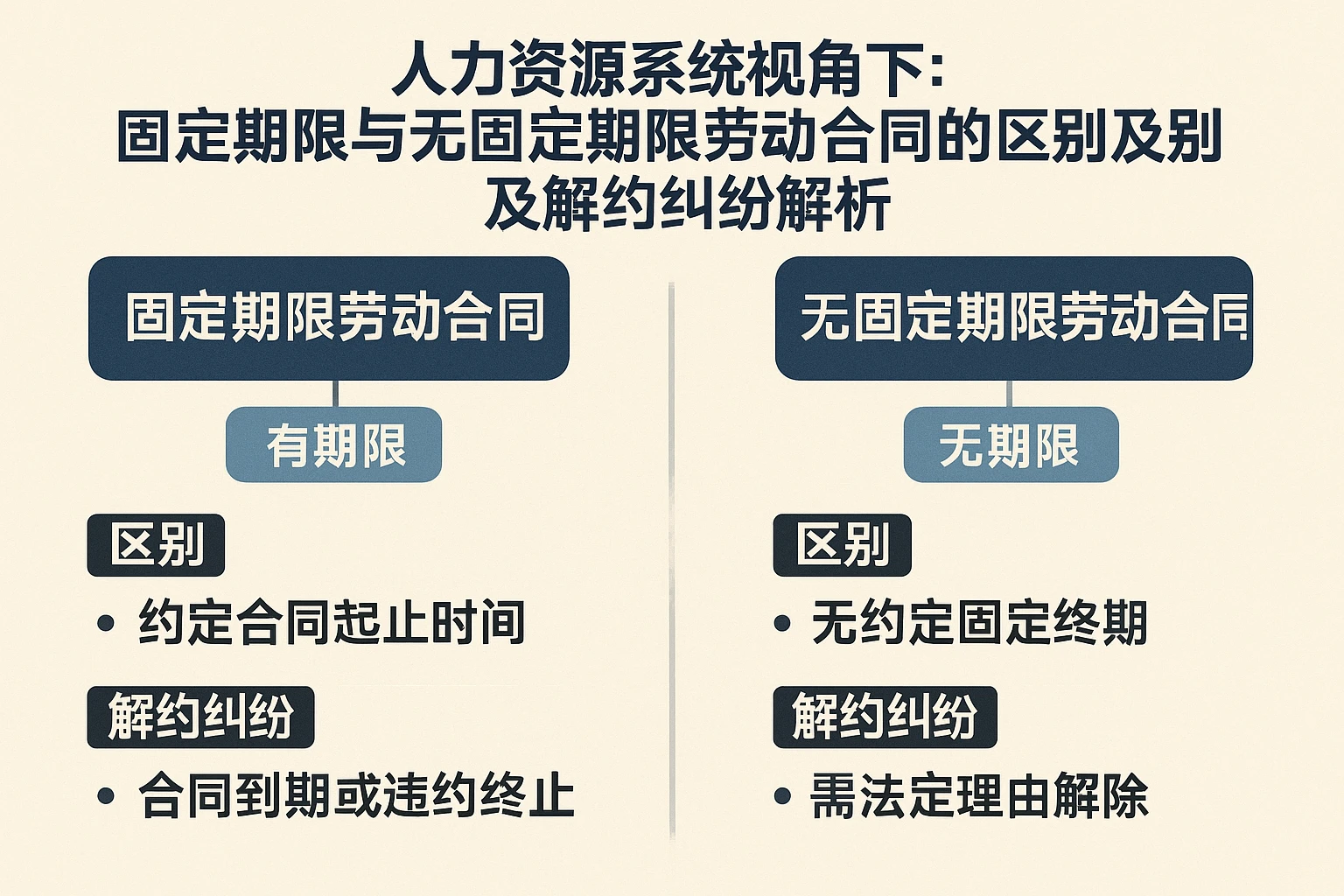 人力资源系统视角下：固定期限与无固定期限劳动合同的区别及解约纠纷解析