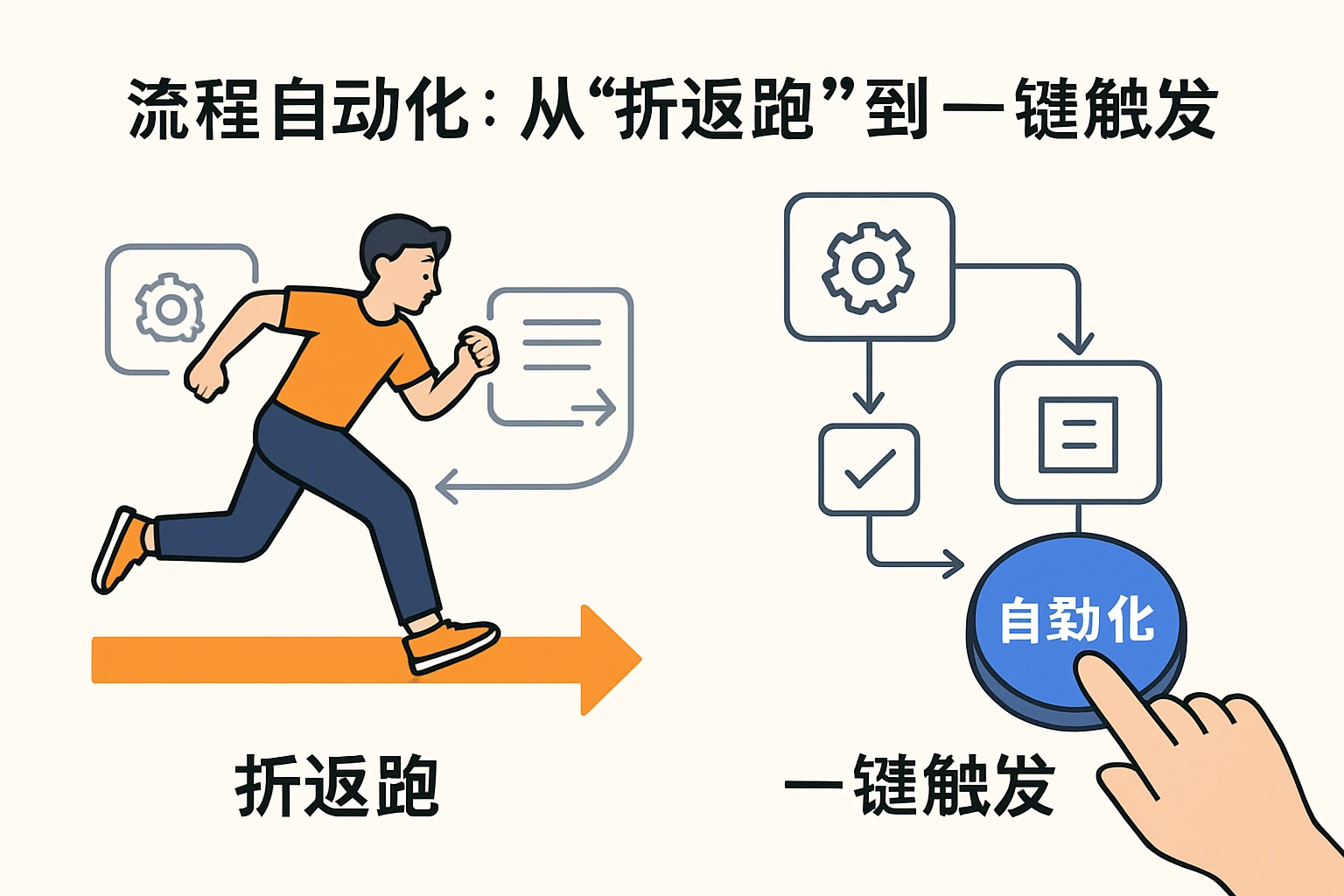 2. 流程自动化：从“折返跑”到“一键触发”