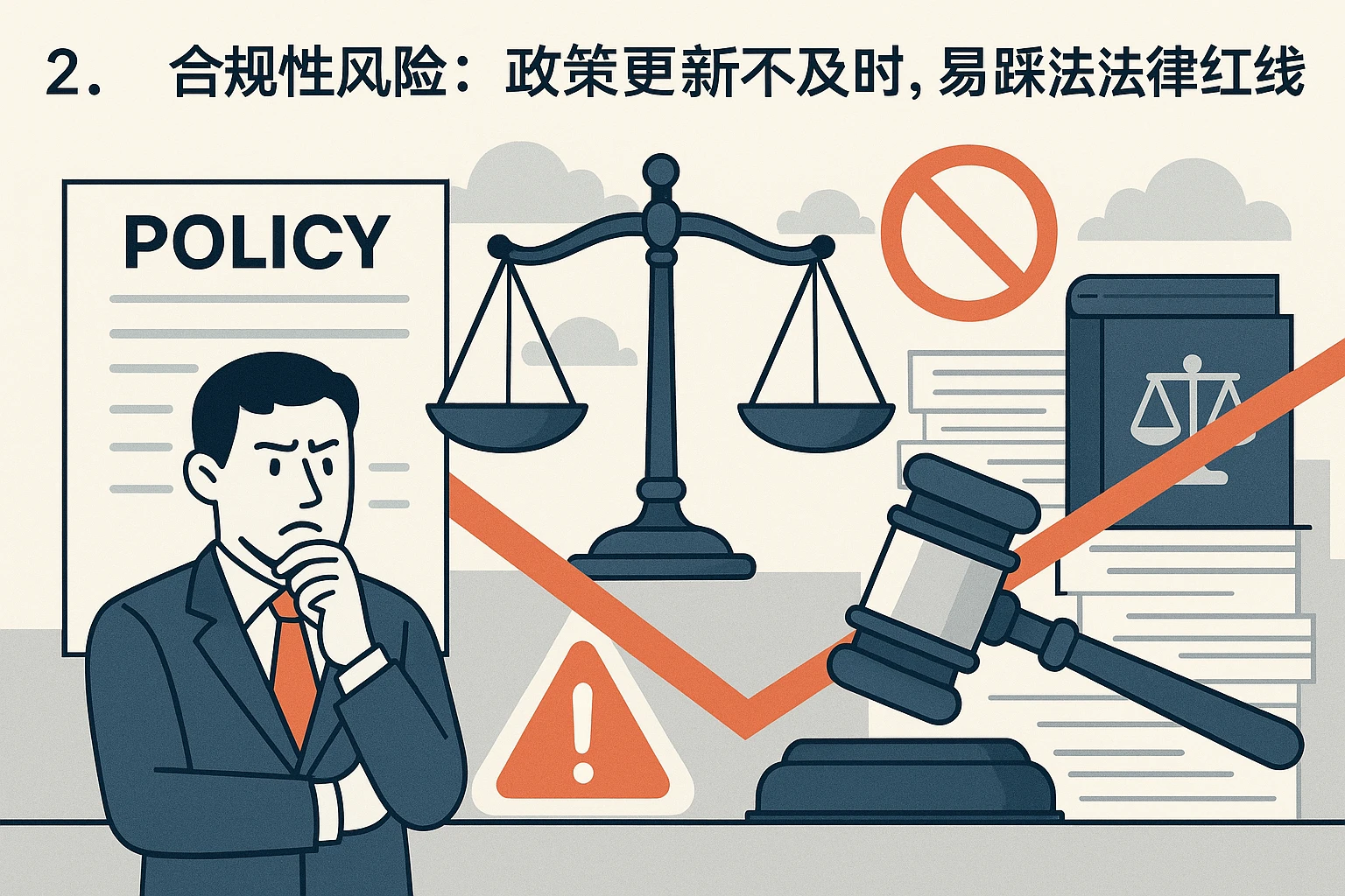 2. 合规性风险：政策更新不及时，易踩法律红线