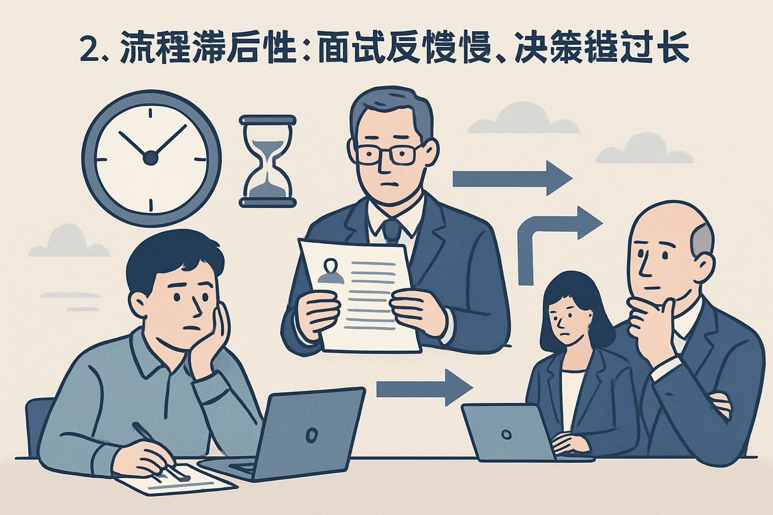 2. 流程滞后性：面试反馈慢，决策链过长