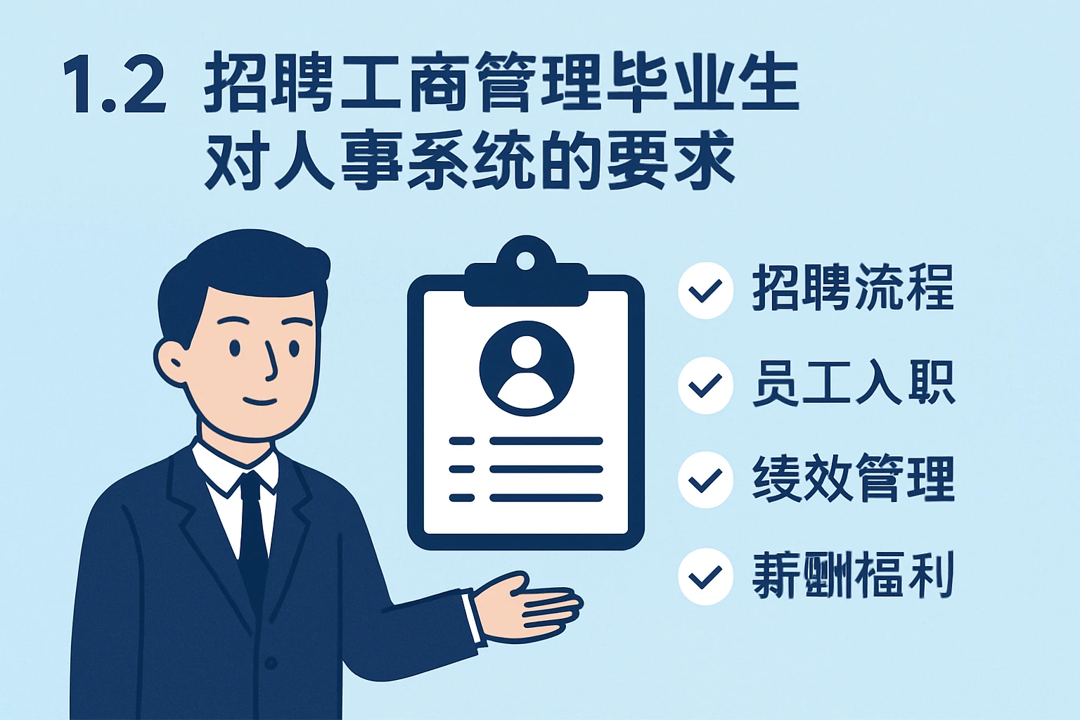 1.2 招聘工商管理毕业生对人事系统的要求