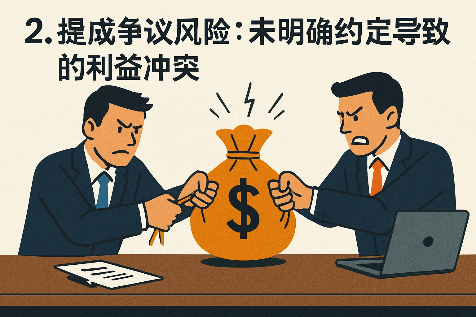 2. 提成争议风险：未明确约定导致的利益冲突