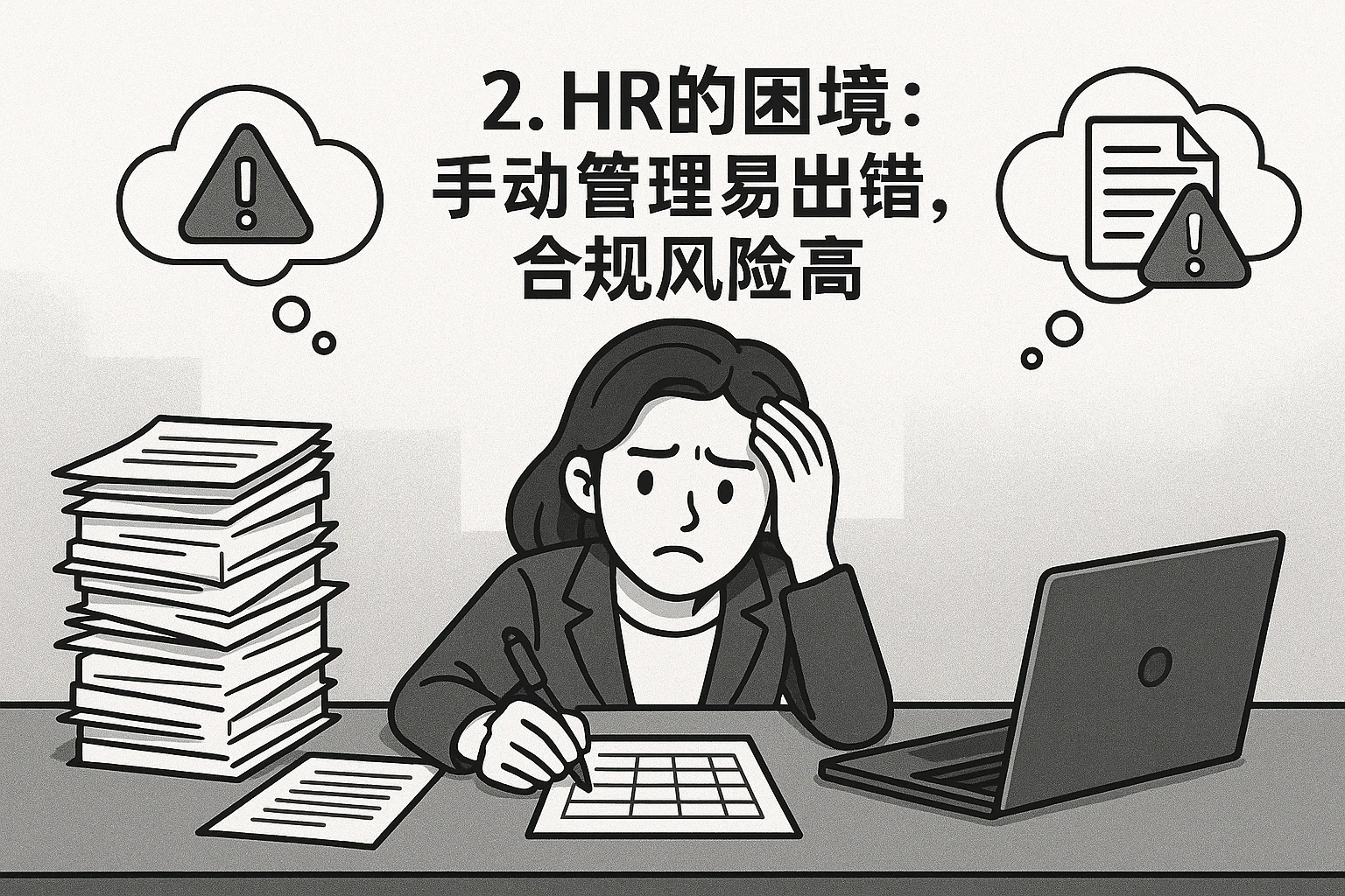 2. HR的困境：手动管理易出错，合规风险高