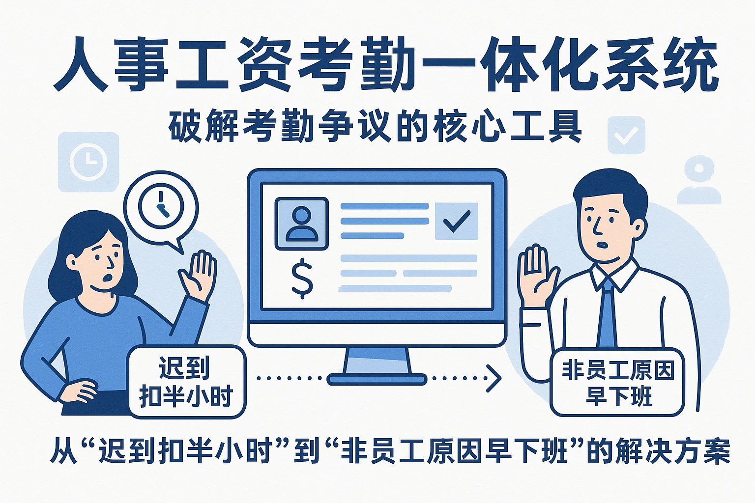 人事工资考勤一体化系统：破解考勤争议的核心工具——从“迟到扣半小时”到“非员工原因早下班”的解决方案