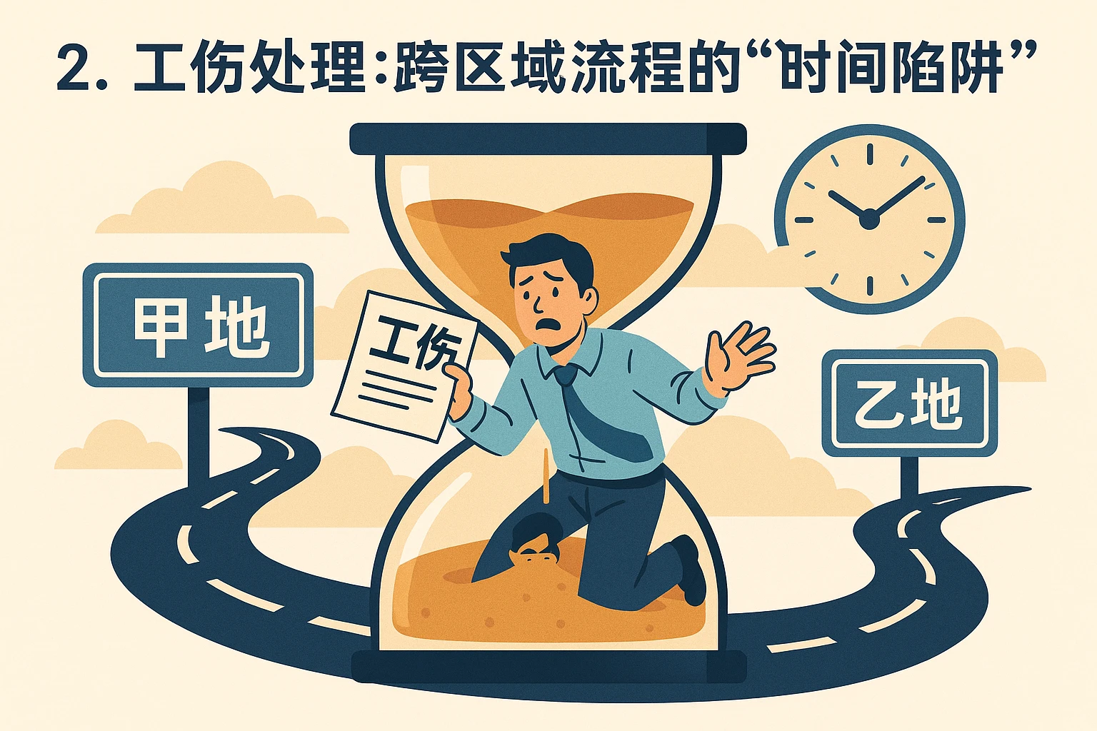 2. 工伤处理：跨区域流程的“时间陷阱”