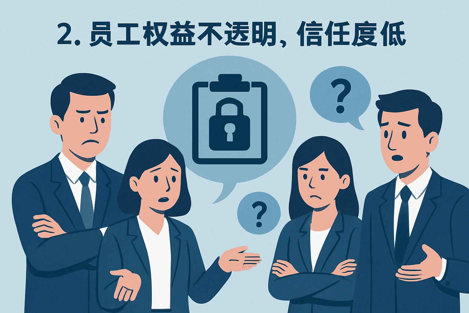 2. 员工权益不透明，信任度低