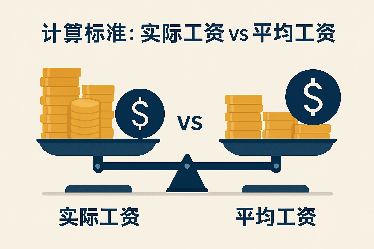 2. 计算标准：实际工资 vs 平均工资
