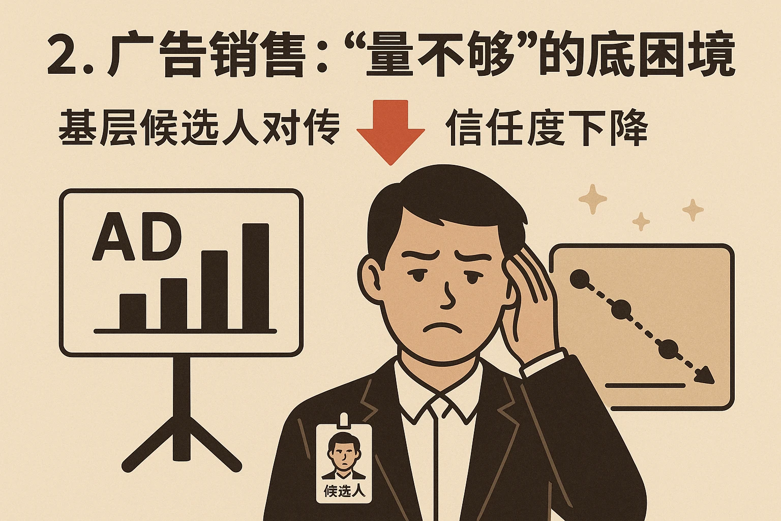 2. 广告销售：“量不够”的底层困境——基层候选人对传统渠道的“信任度下降”