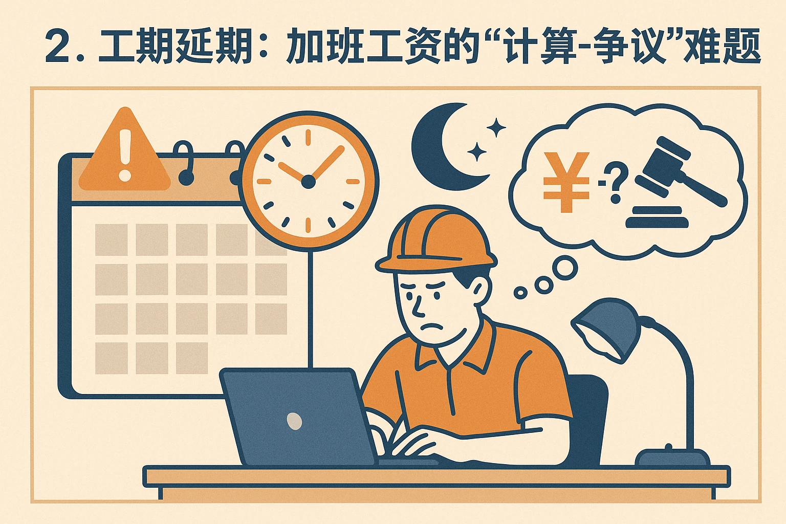 2. 工期延期：加班工资的“计算-争议”难题
