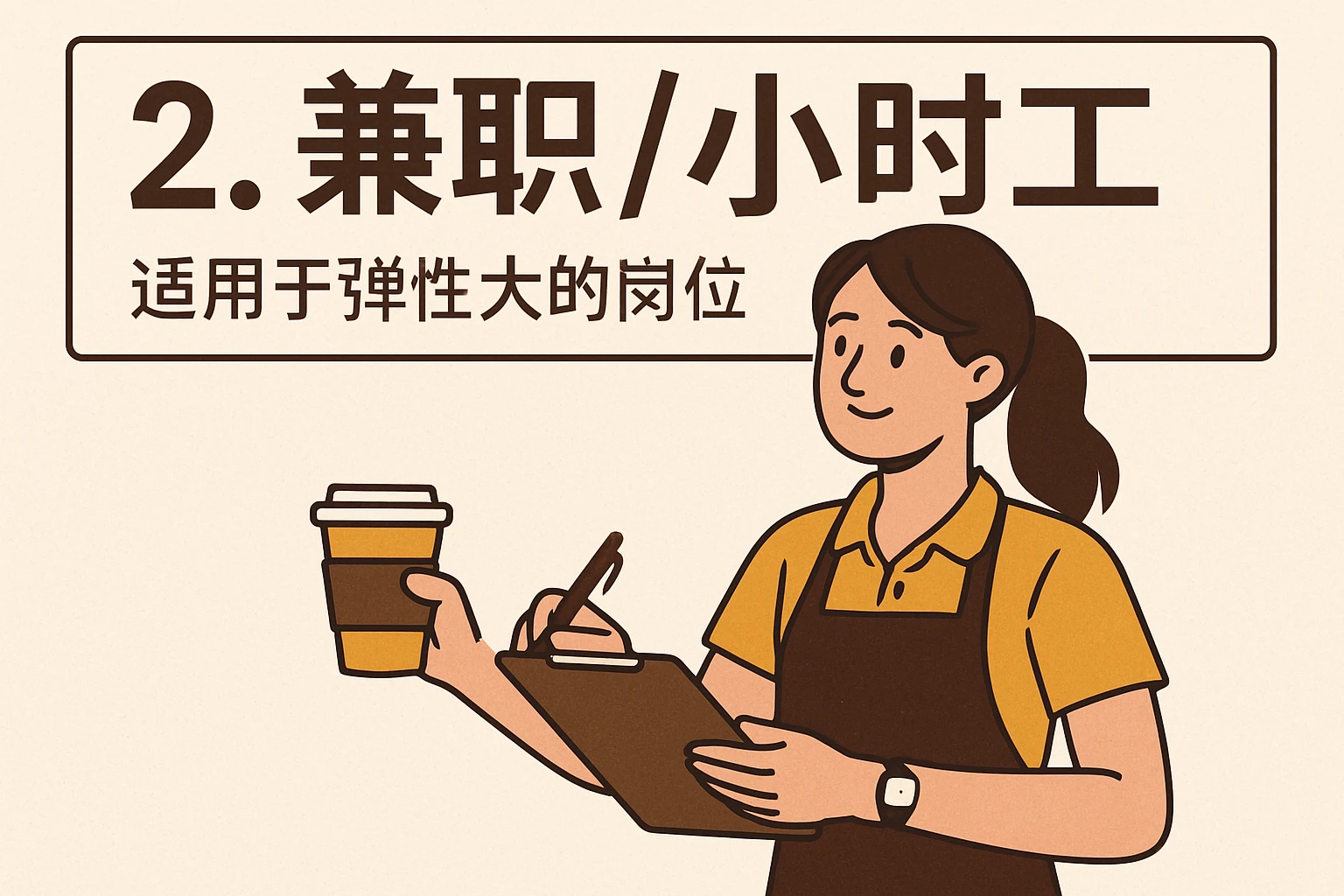 2. 兼职/小时工：适用于弹性大的岗位