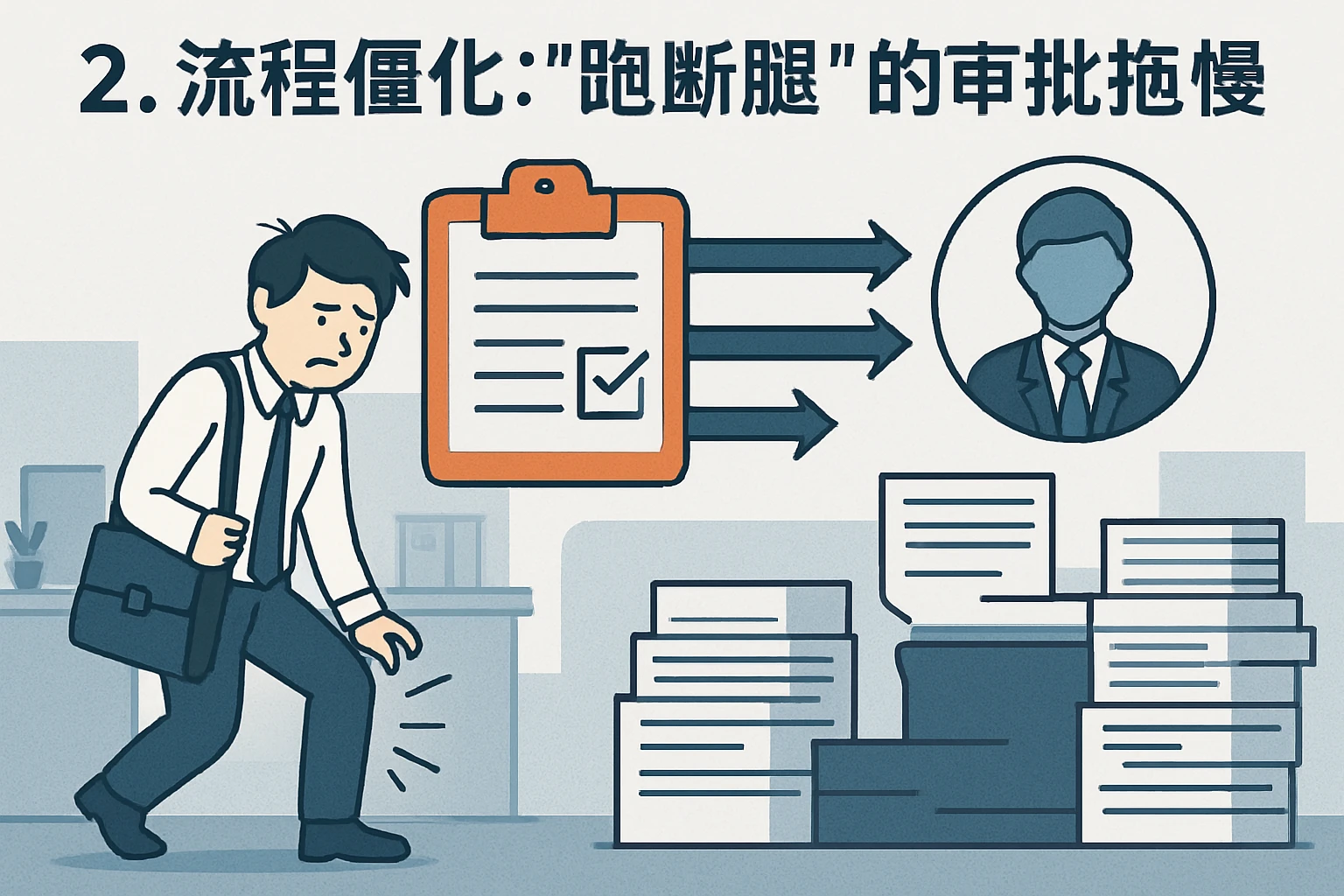 2. 流程僵化：“跑断腿”的审批拖慢效率