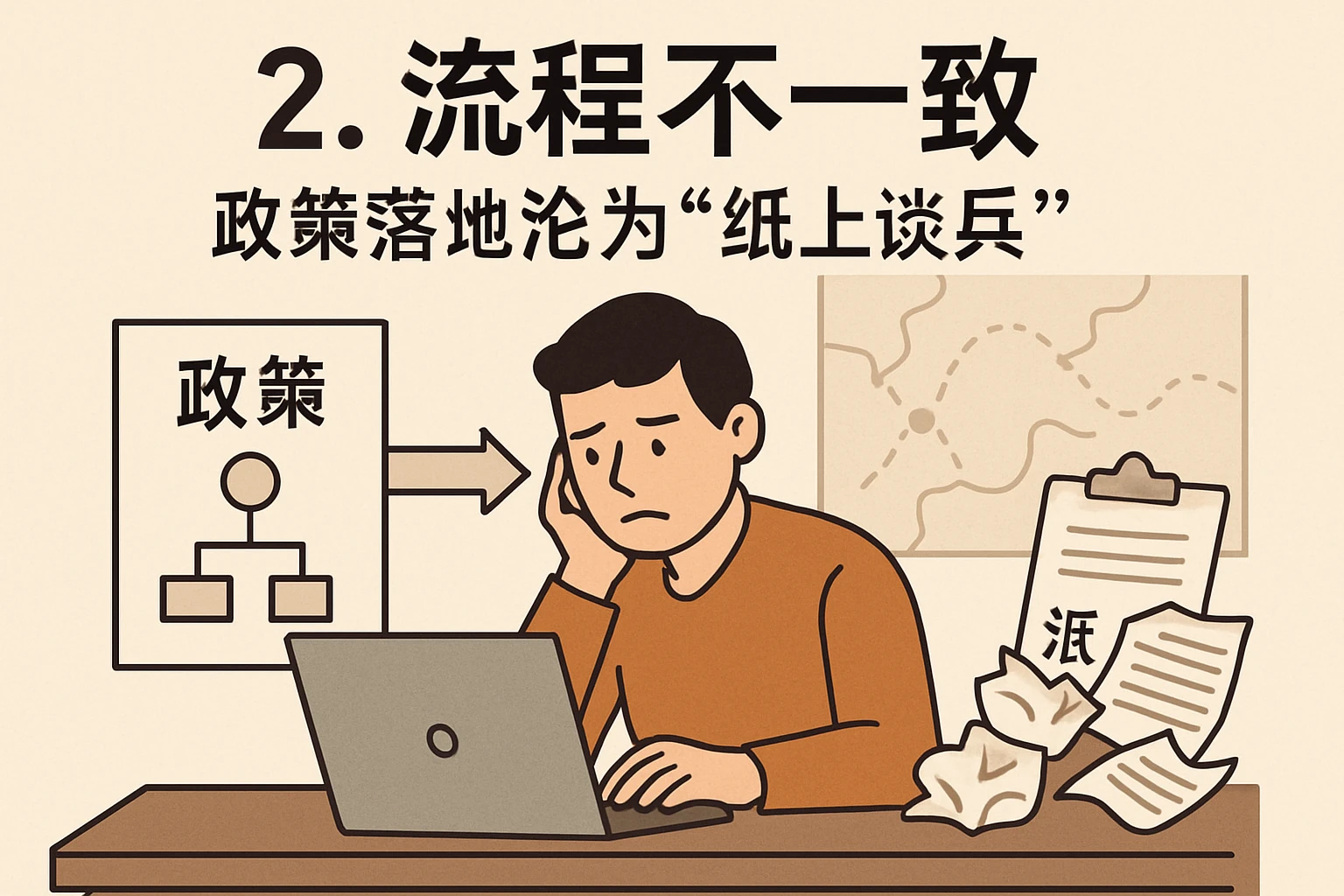 2. 流程不一致：政策落地沦为“纸上谈兵”