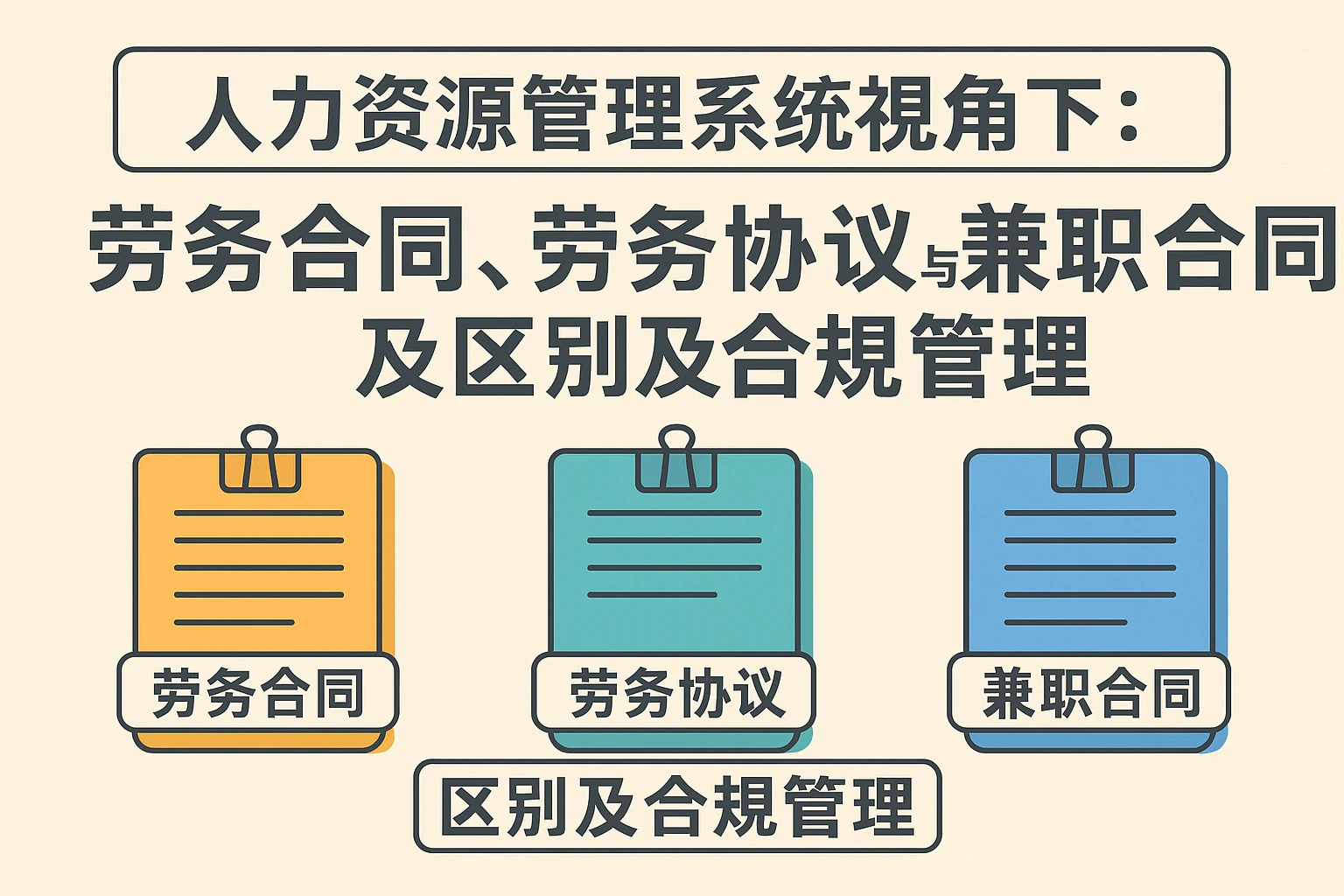 人力资源管理系统视角下：劳务合同、劳务协议与兼职合同的区别及合规管理