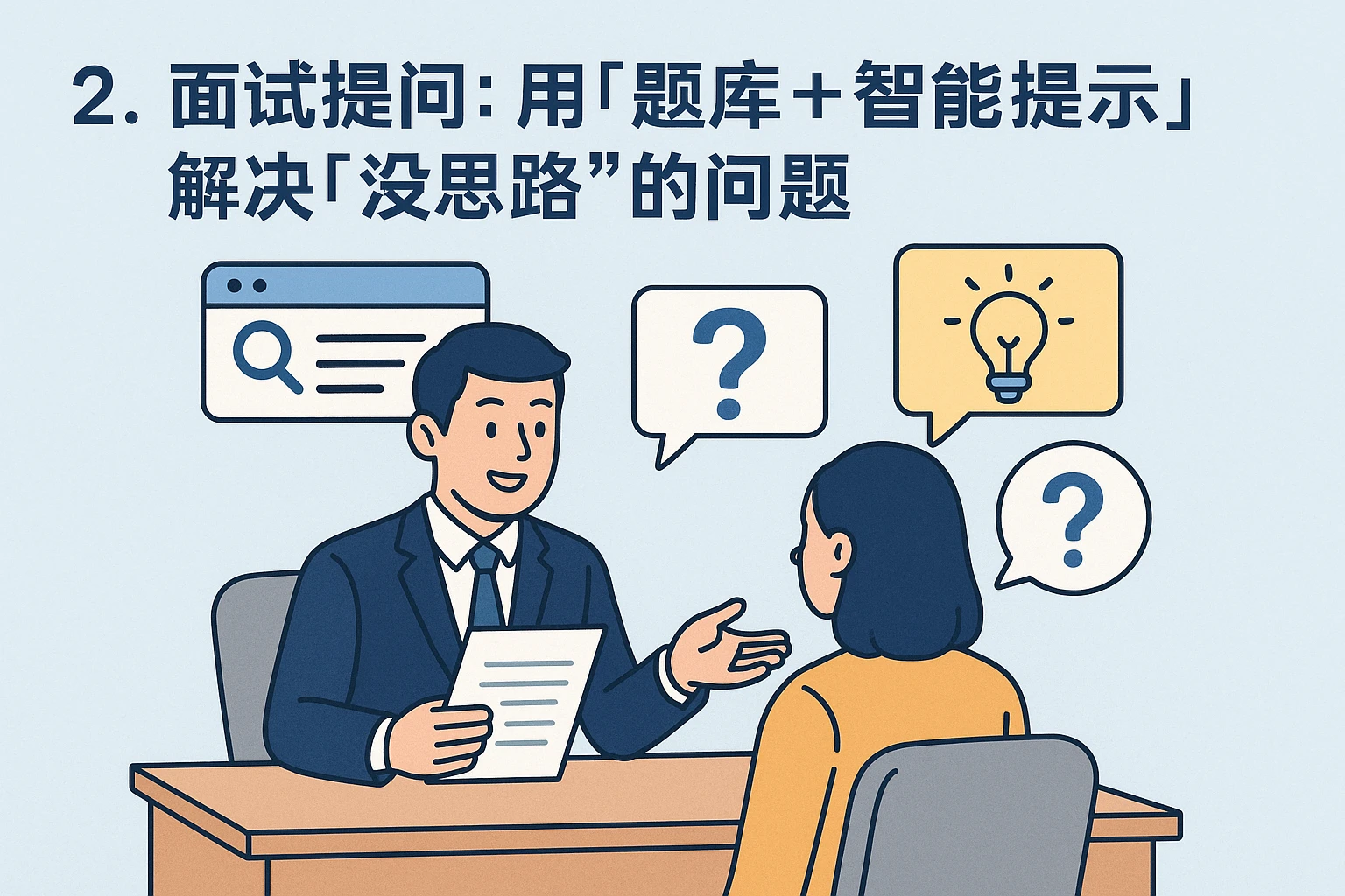 2. 面试提问：用“题库+智能提示”解决“没思路”的问题