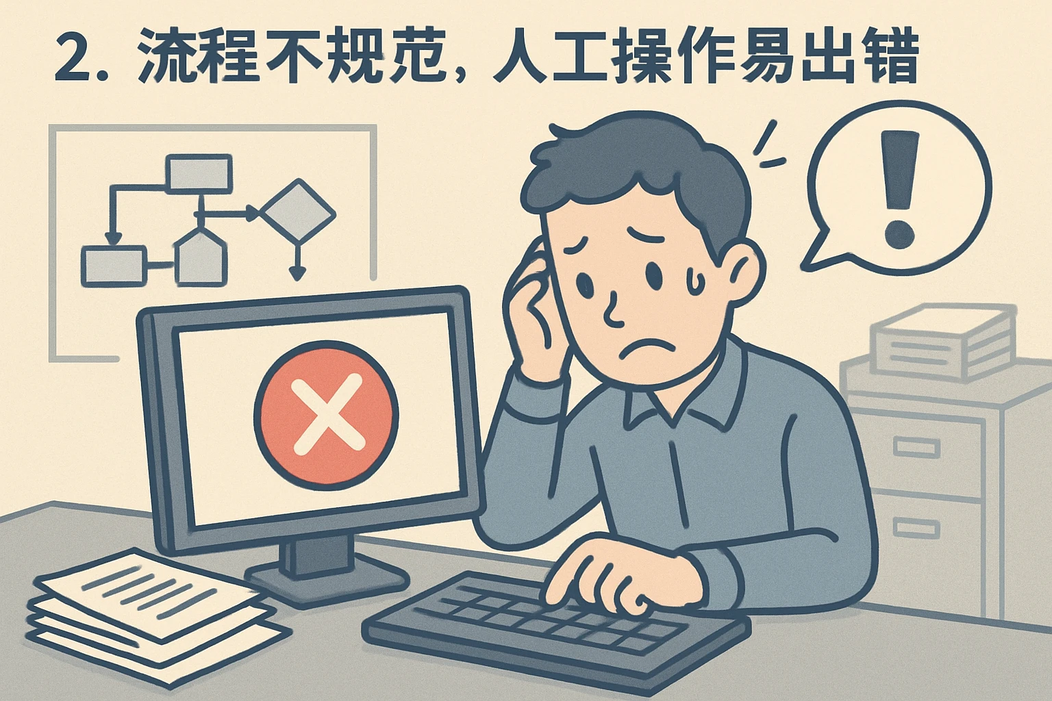 2. 流程不规范，人工操作易出错