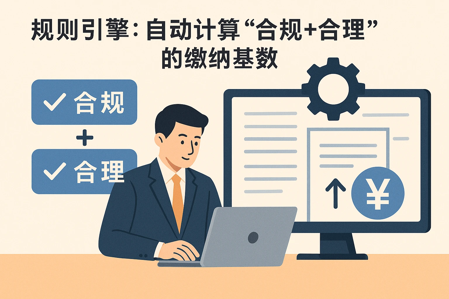 2. 规则引擎：自动计算“合规+合理”的缴纳基数