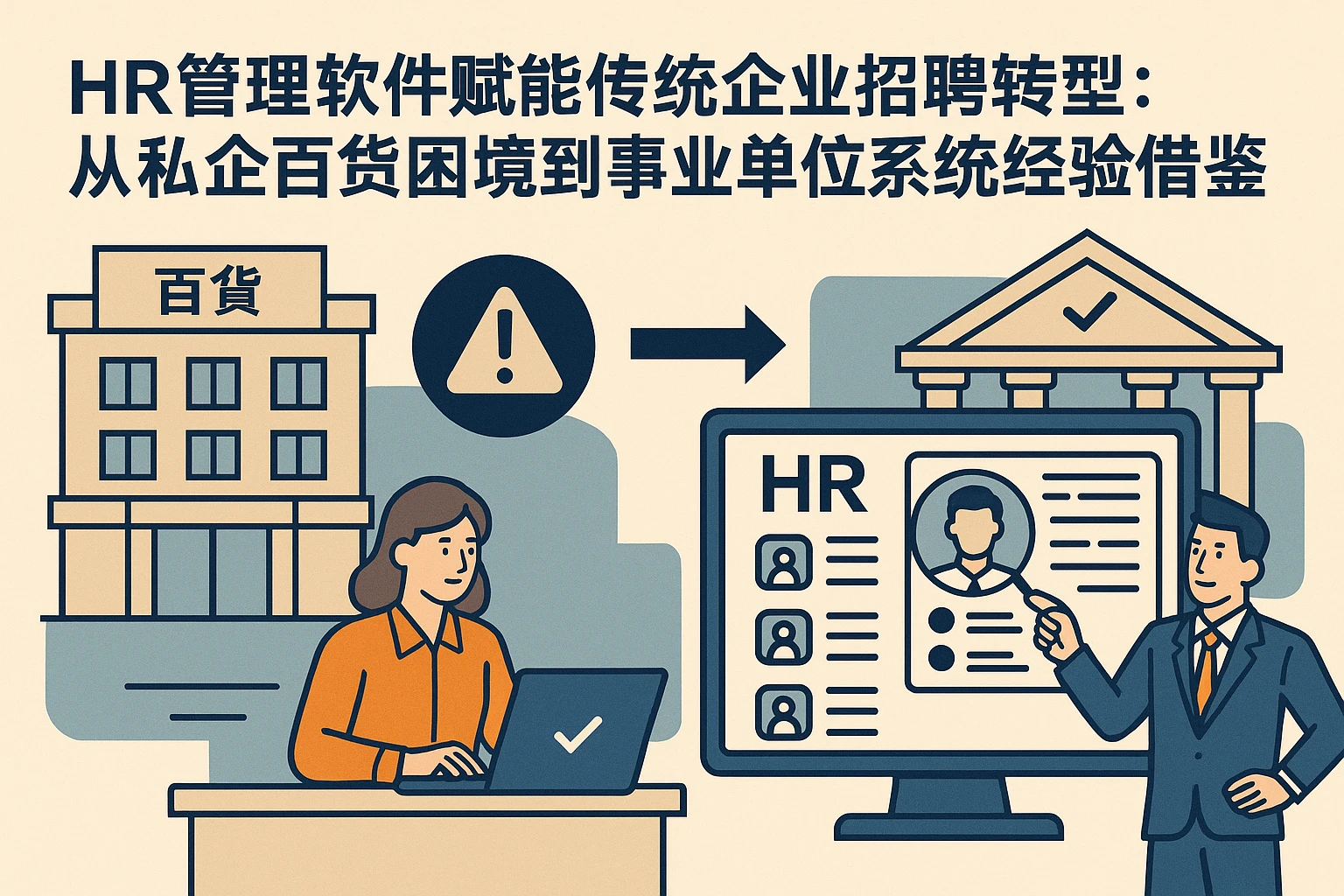 HR管理软件赋能传统企业招聘转型：从私企百货困境到事业单位系统经验的借鉴
