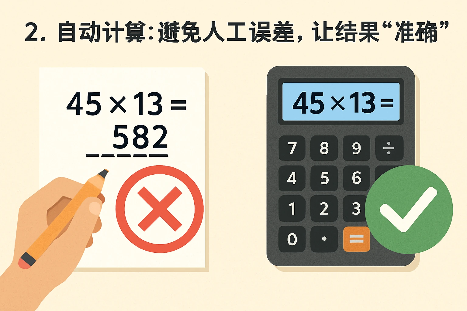 2. 自动计算：避免人工误差，让结果“准确”