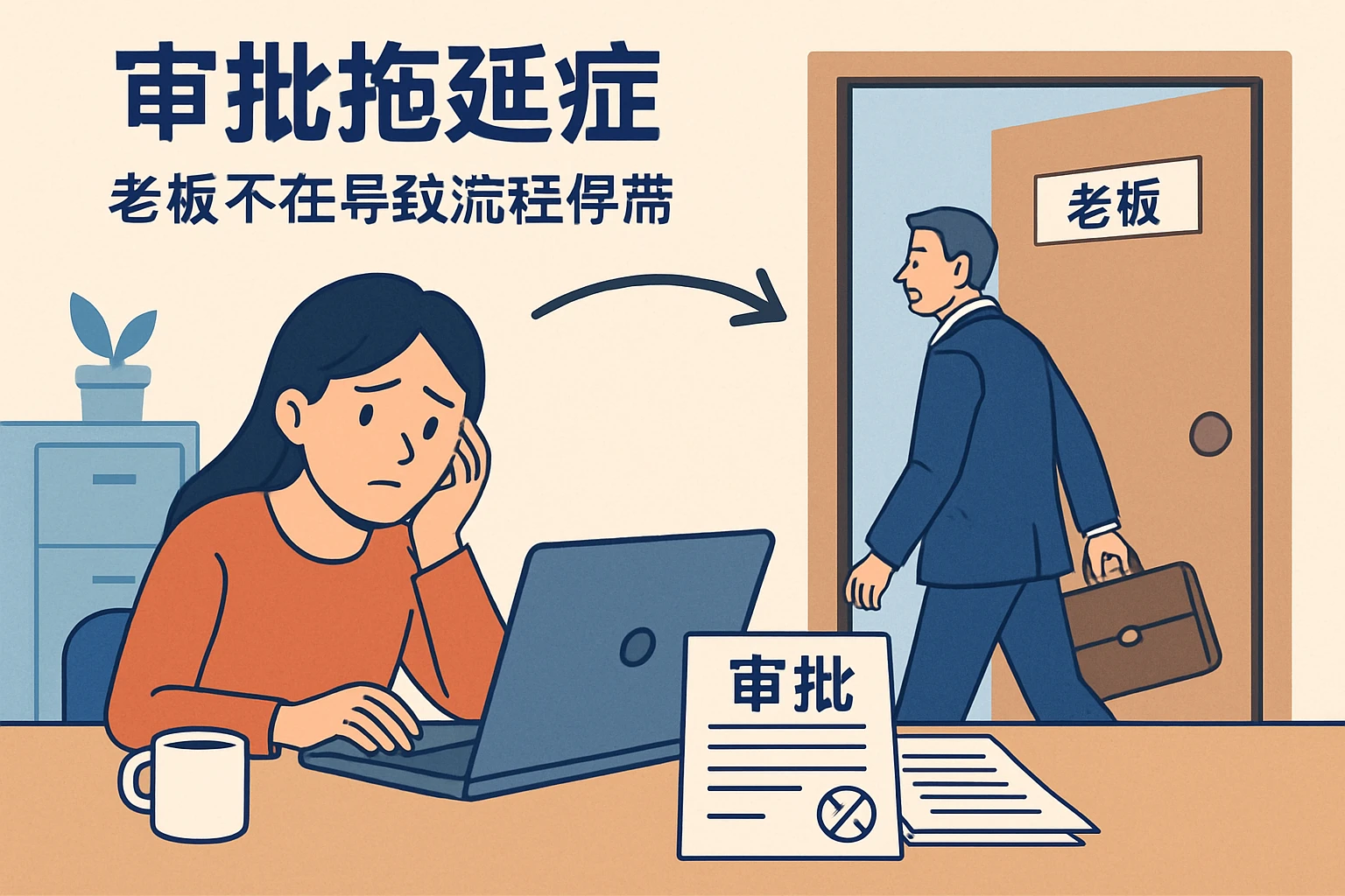 2. “审批拖延症”：老板不在导致流程停滞