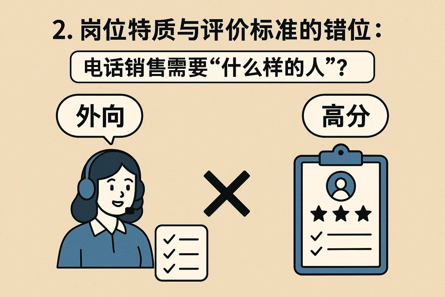 2. 岗位特质与评价标准的错位：电话销售需要“什么样的人”？