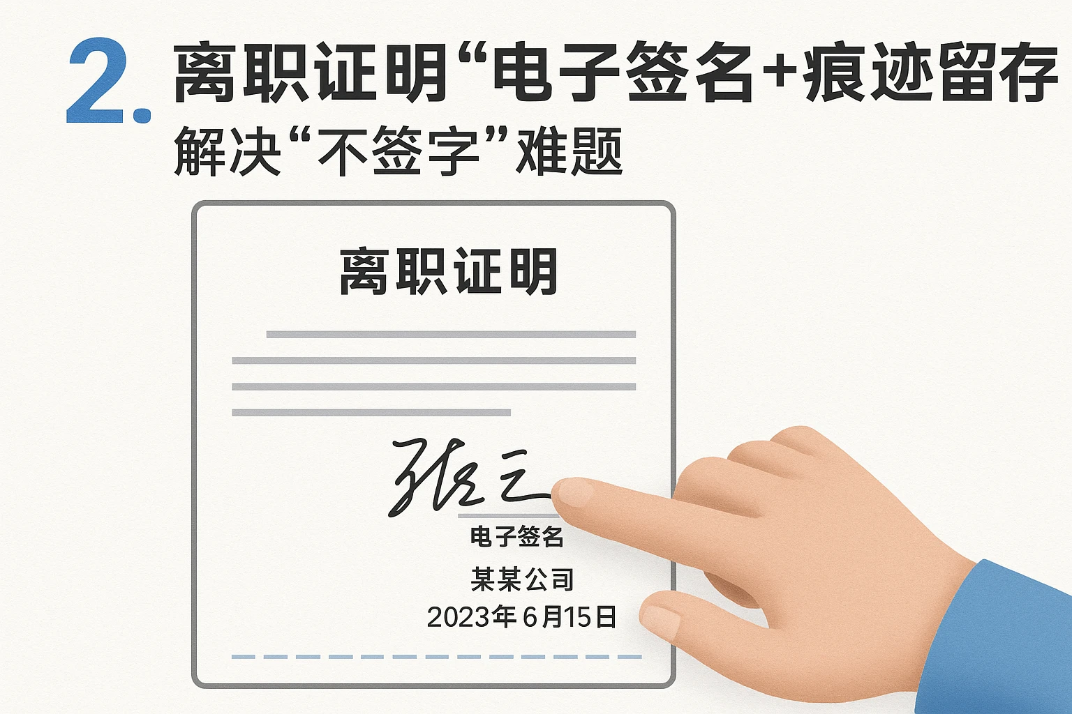 2. 离职证明“电子签名+痕迹留存”，解决“不签字”难题