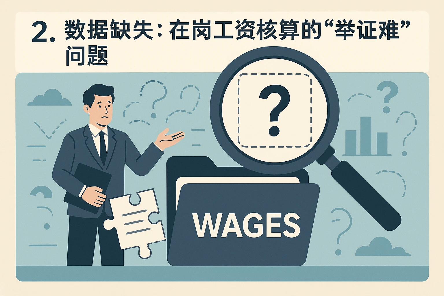2. 数据缺失：在岗工资核算的“举证难”问题