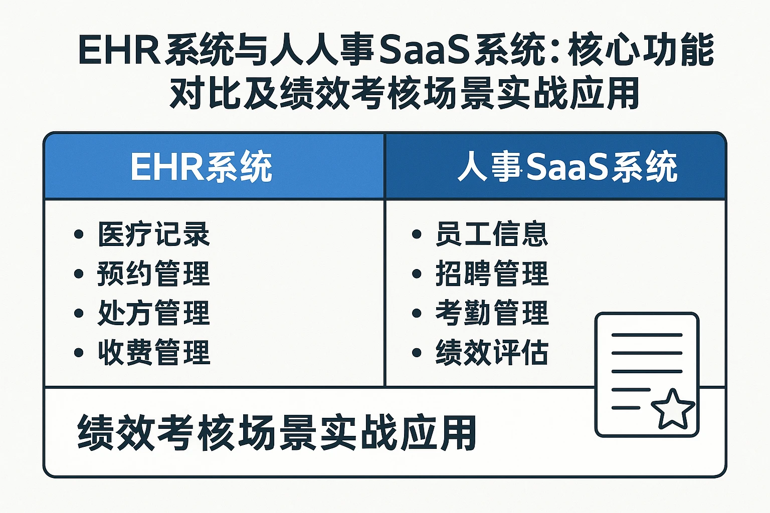 EHR系统与人事SaaS系统：核心功能对比及绩效考核场景实战应用
