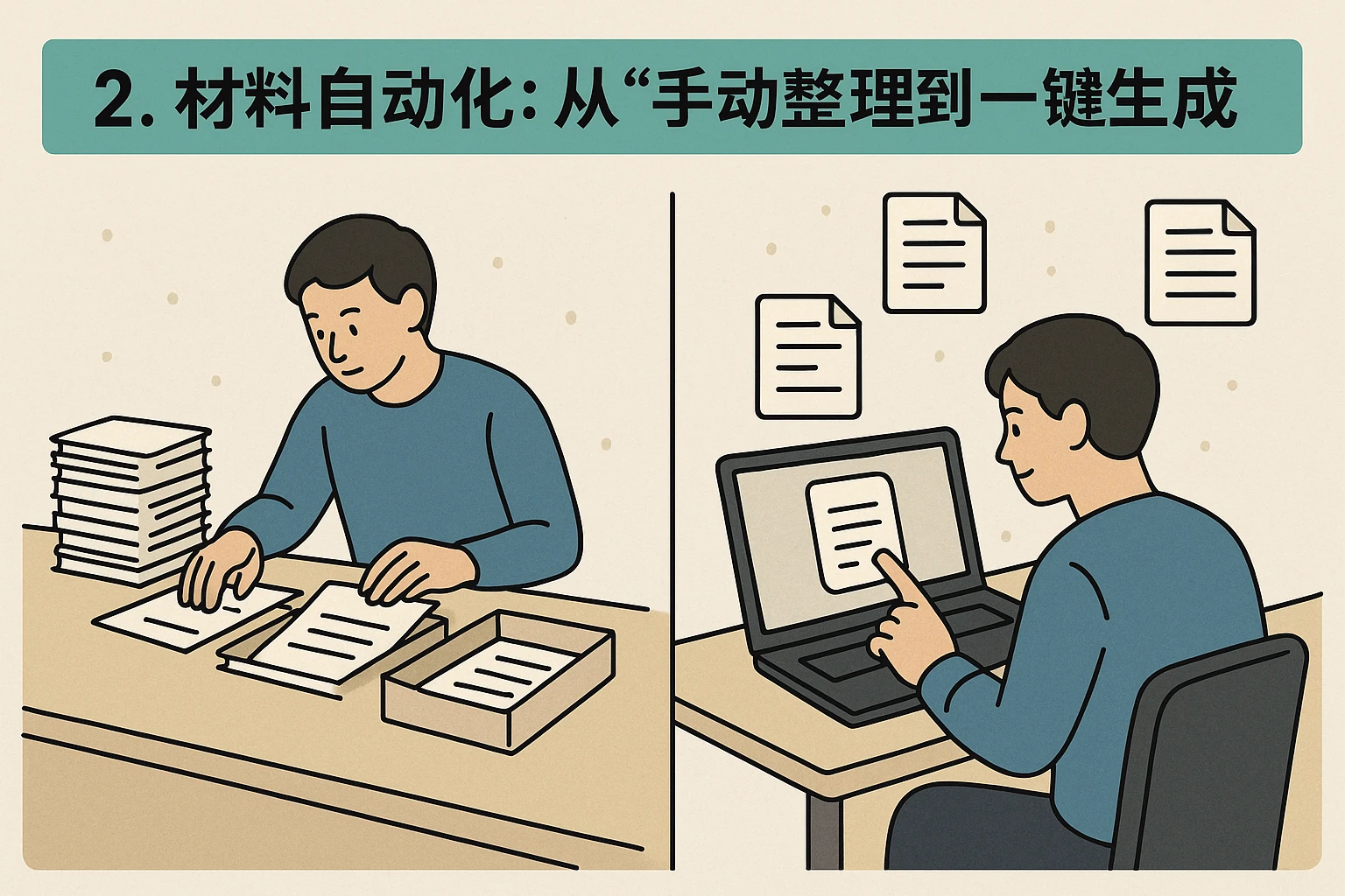 2. 材料自动化：从“手动整理”到“一键生成”
