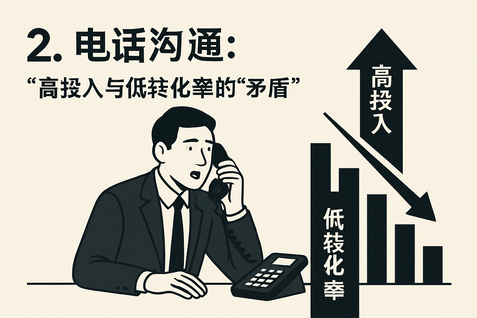 2. 电话沟通：高投入与低转化率的“矛盾”