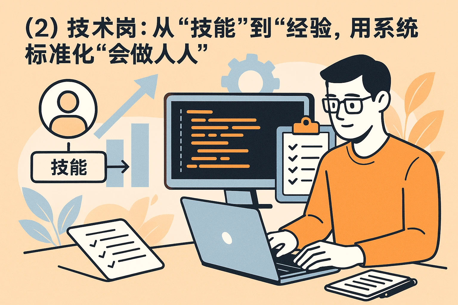 （2）技术岗：从“技能”到“经验”，用系统标准化“会做的人”