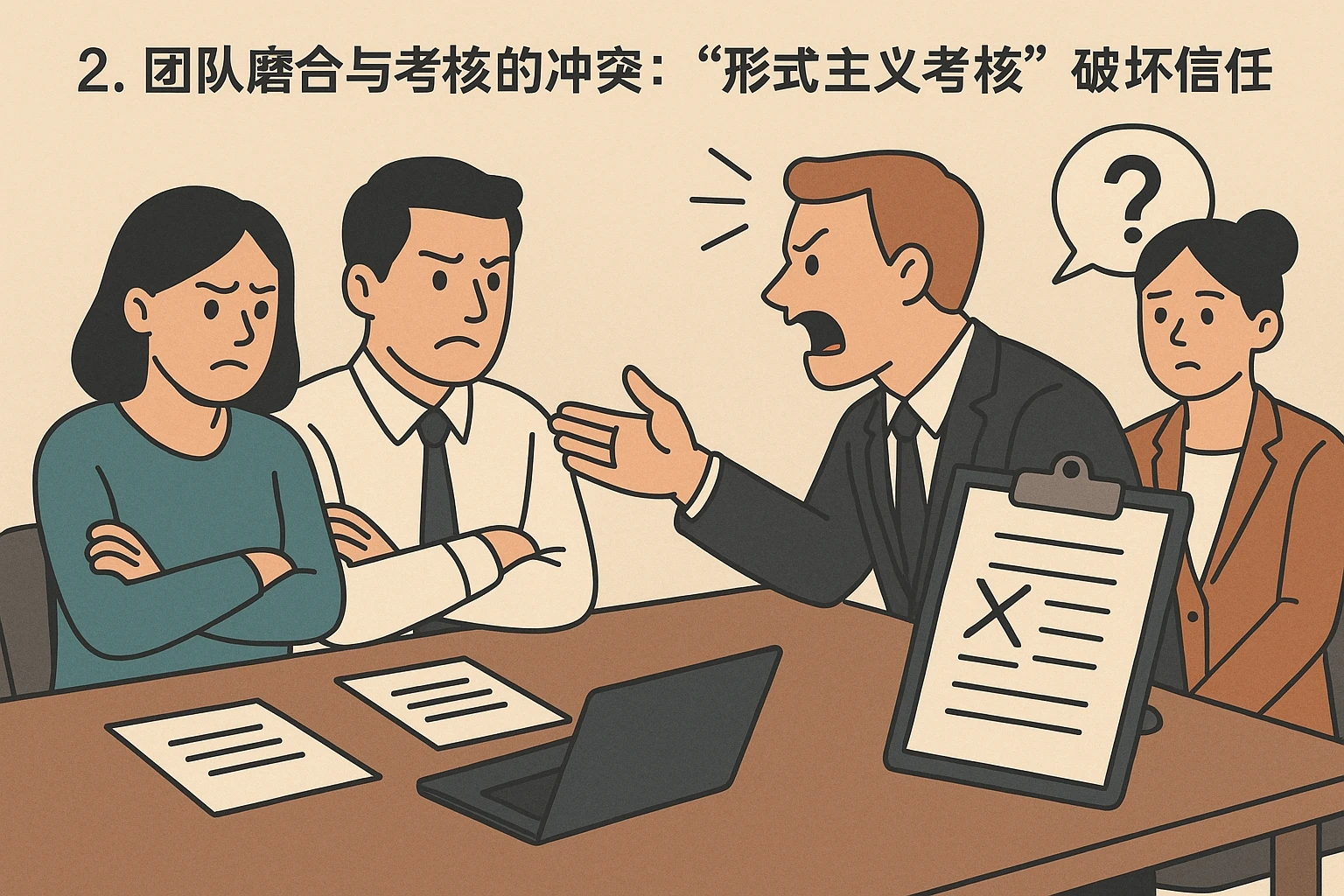 2. 团队磨合与考核的冲突：“形式主义考核”破坏信任