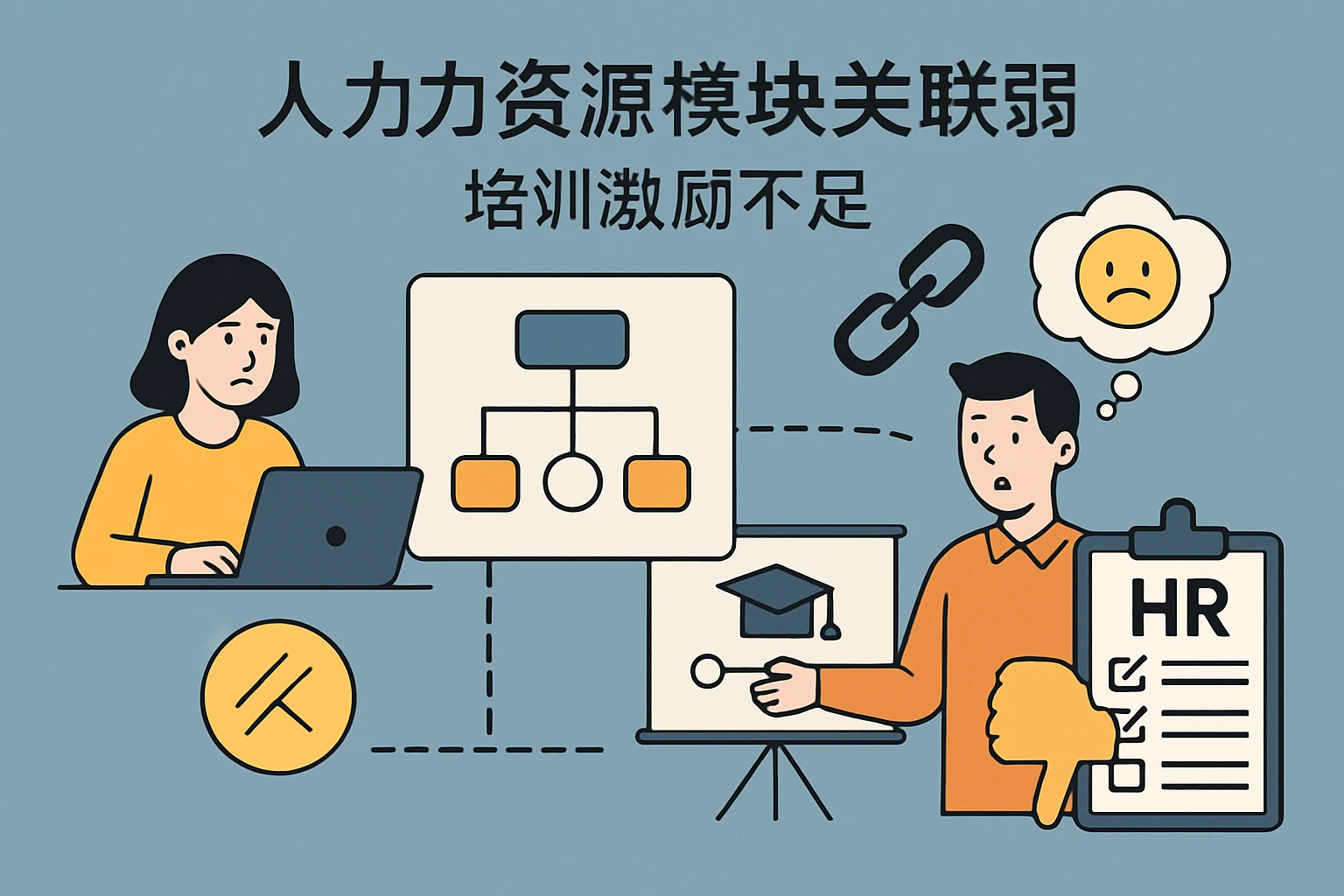 2. 人力资源模块关联弱，培训激励不足