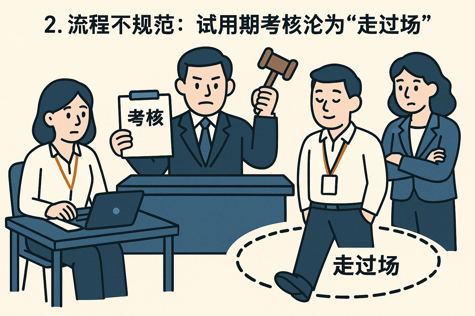 2. 流程不规范：试用期考核沦为“走过场”