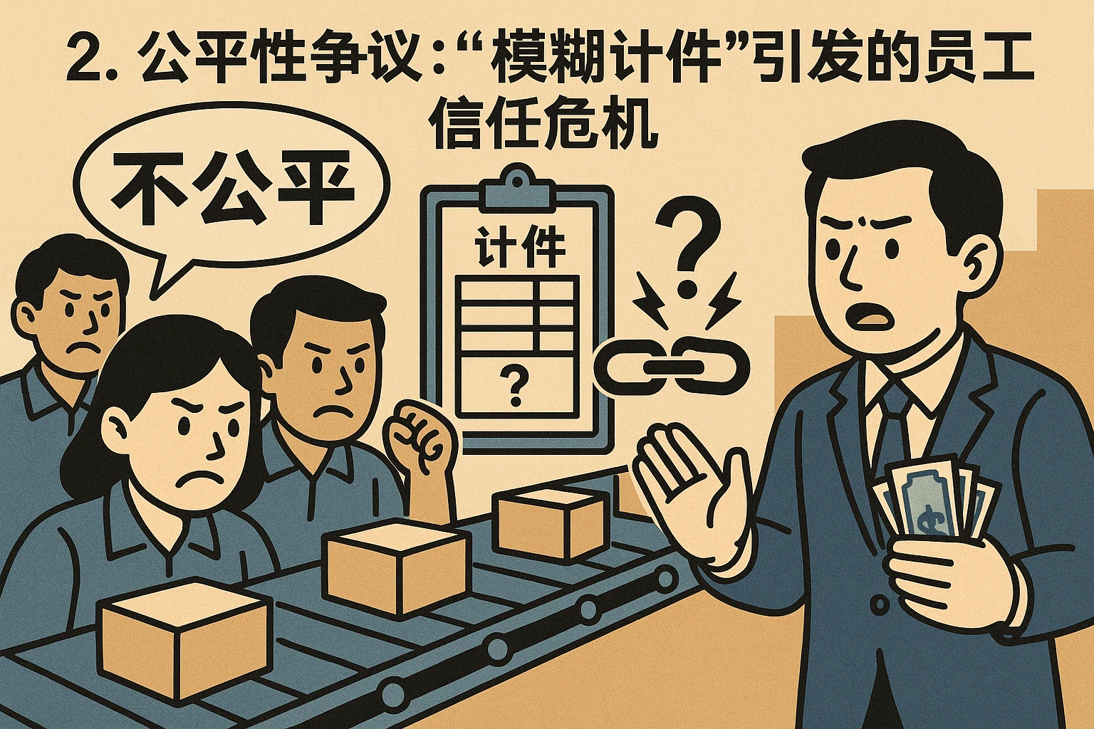2. 公平性争议：“模糊计件”引发的员工信任危机
