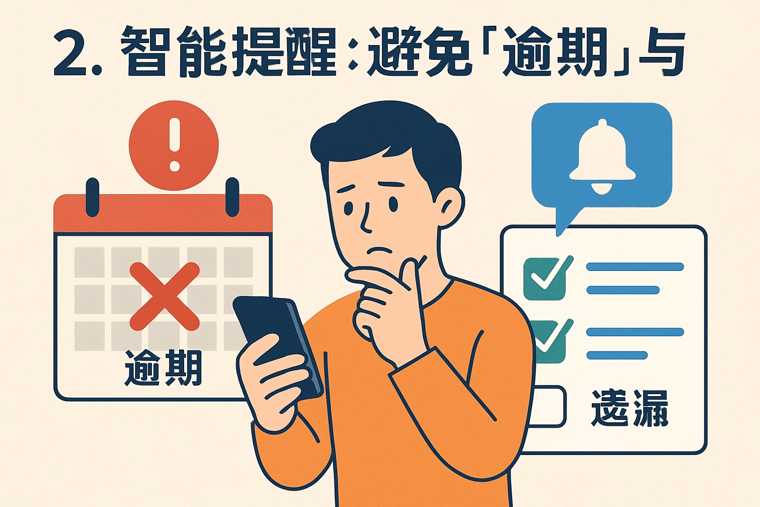 2. 智能提醒：避免“逾期”与“遗漏”