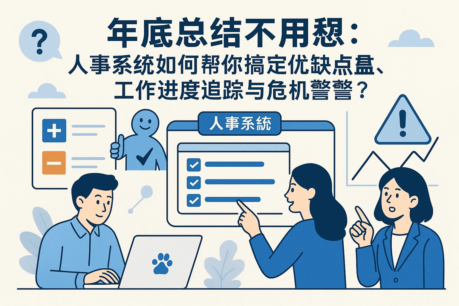 年底总结不用愁：人事系统如何帮你搞定优缺点复盘、工作进度追踪与危机预警？