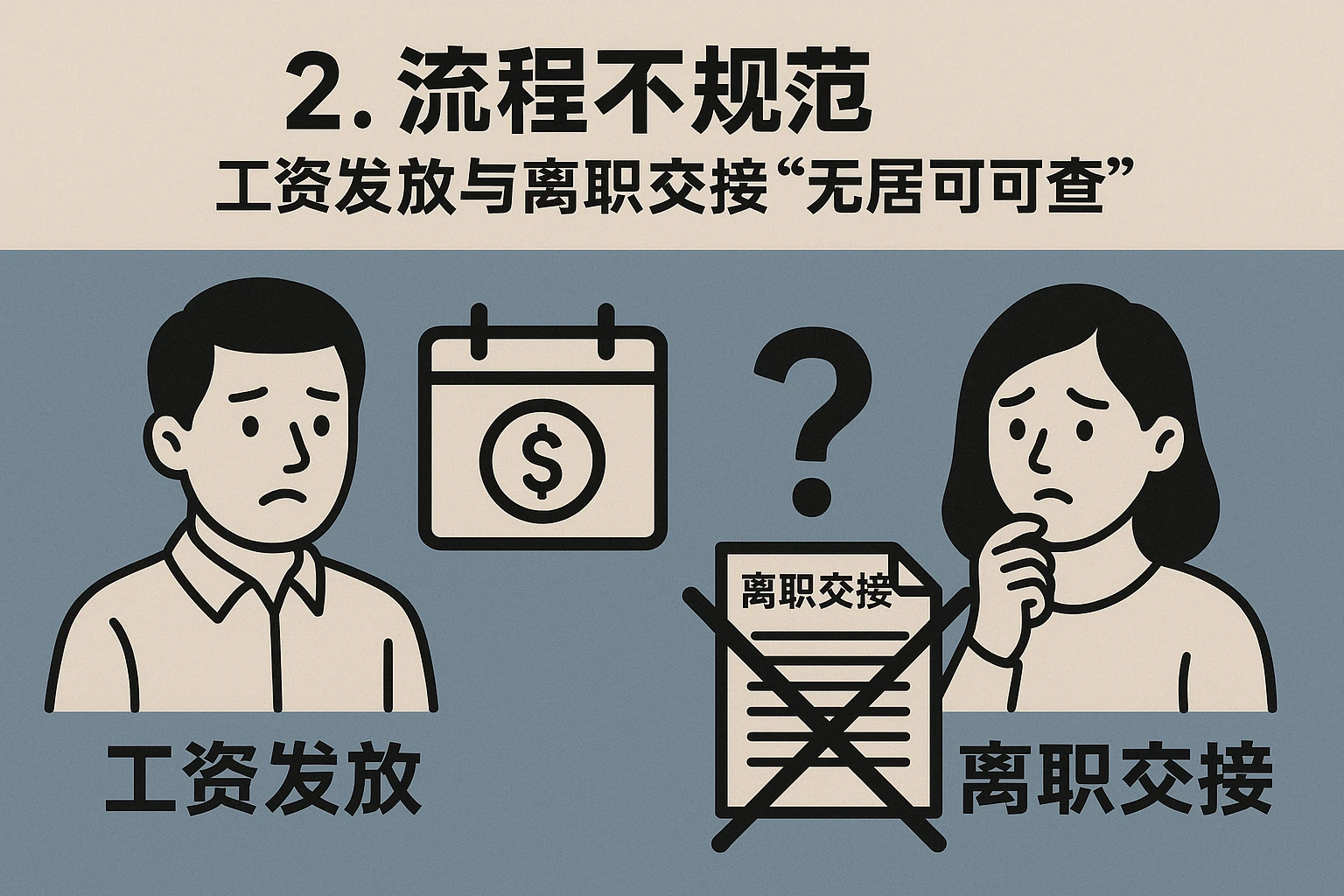 2. 流程不规范：工资发放与离职交接“无据可查”