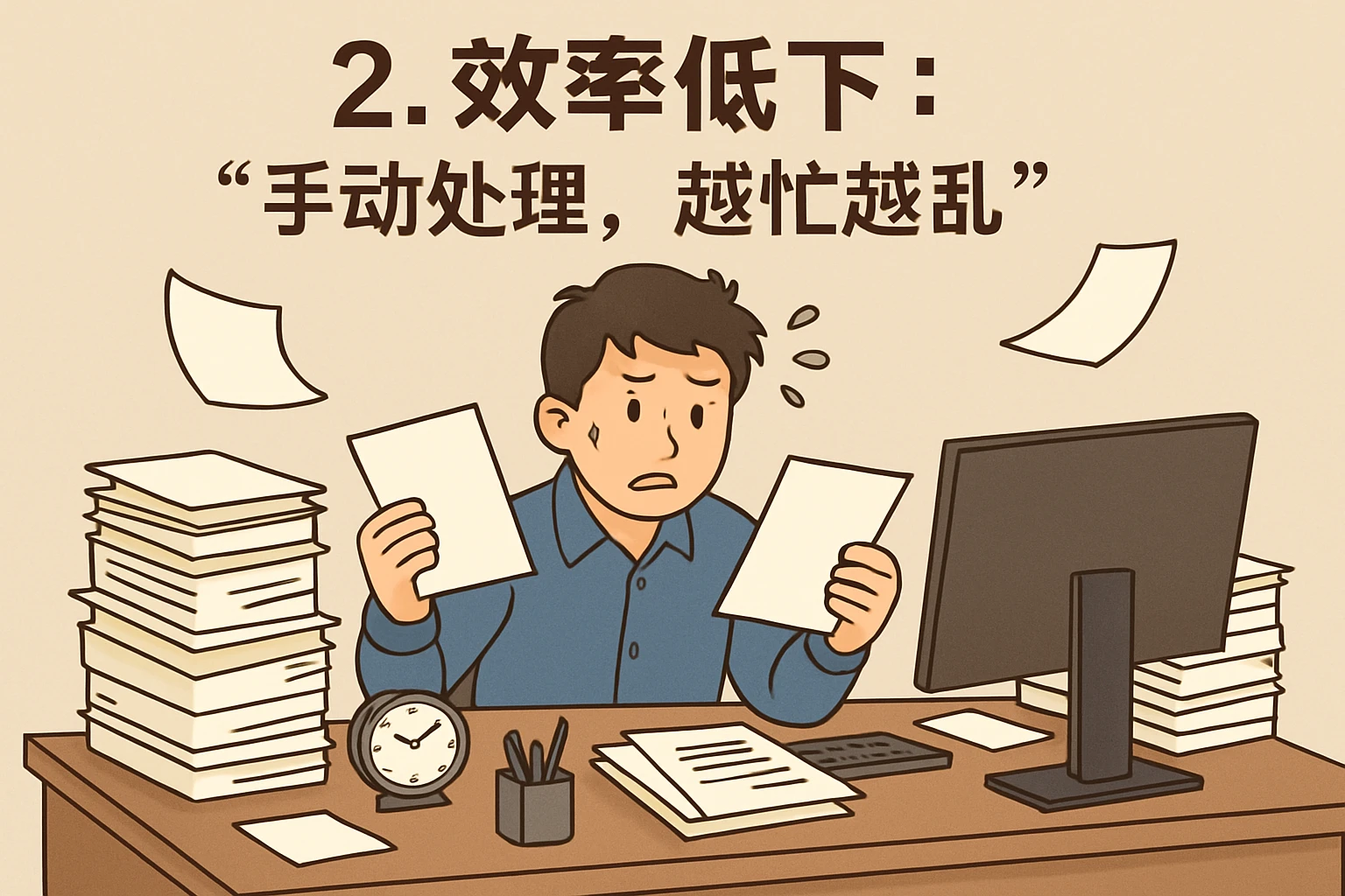 2. 效率低下：“手动处理，越忙越乱”