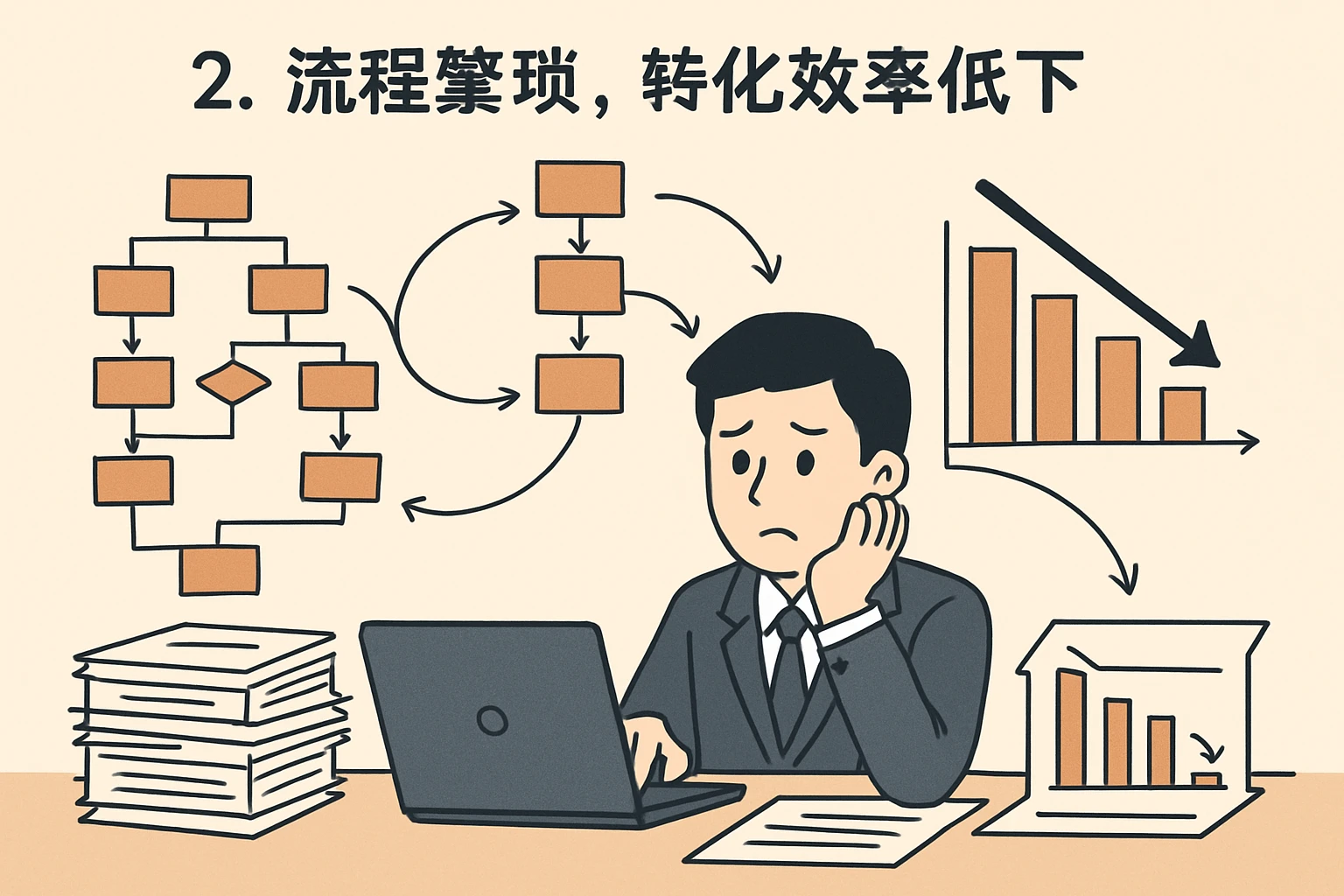 2. 流程繁琐，转化效率低下