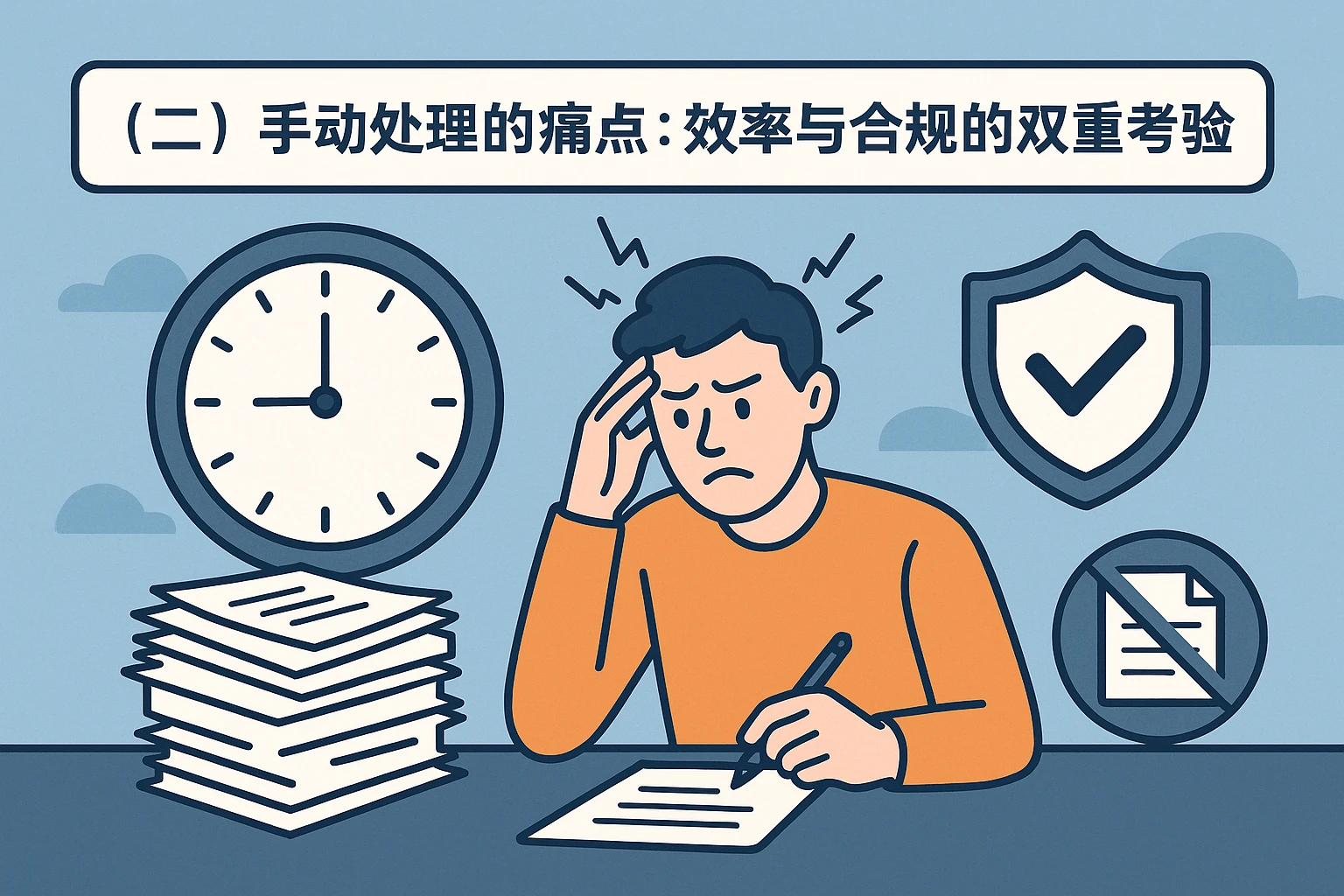 （二）手动处理的痛点：效率与合规的双重考验