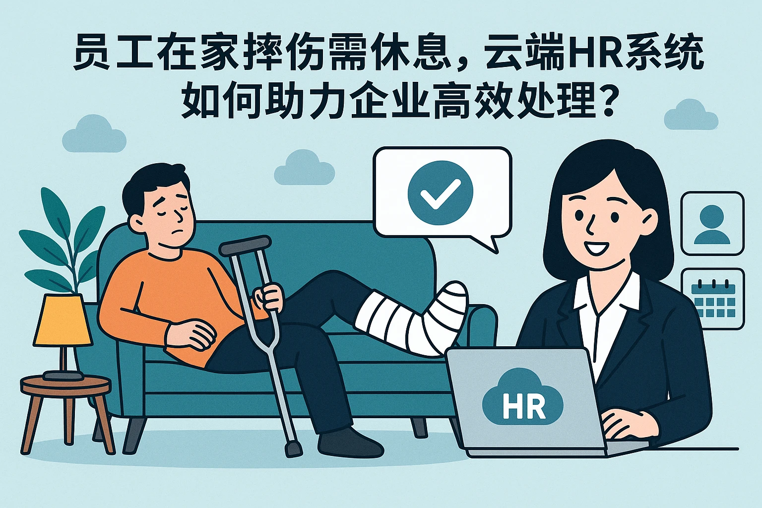 员工在家摔伤需休息，云端HR系统如何助力企业高效处理？