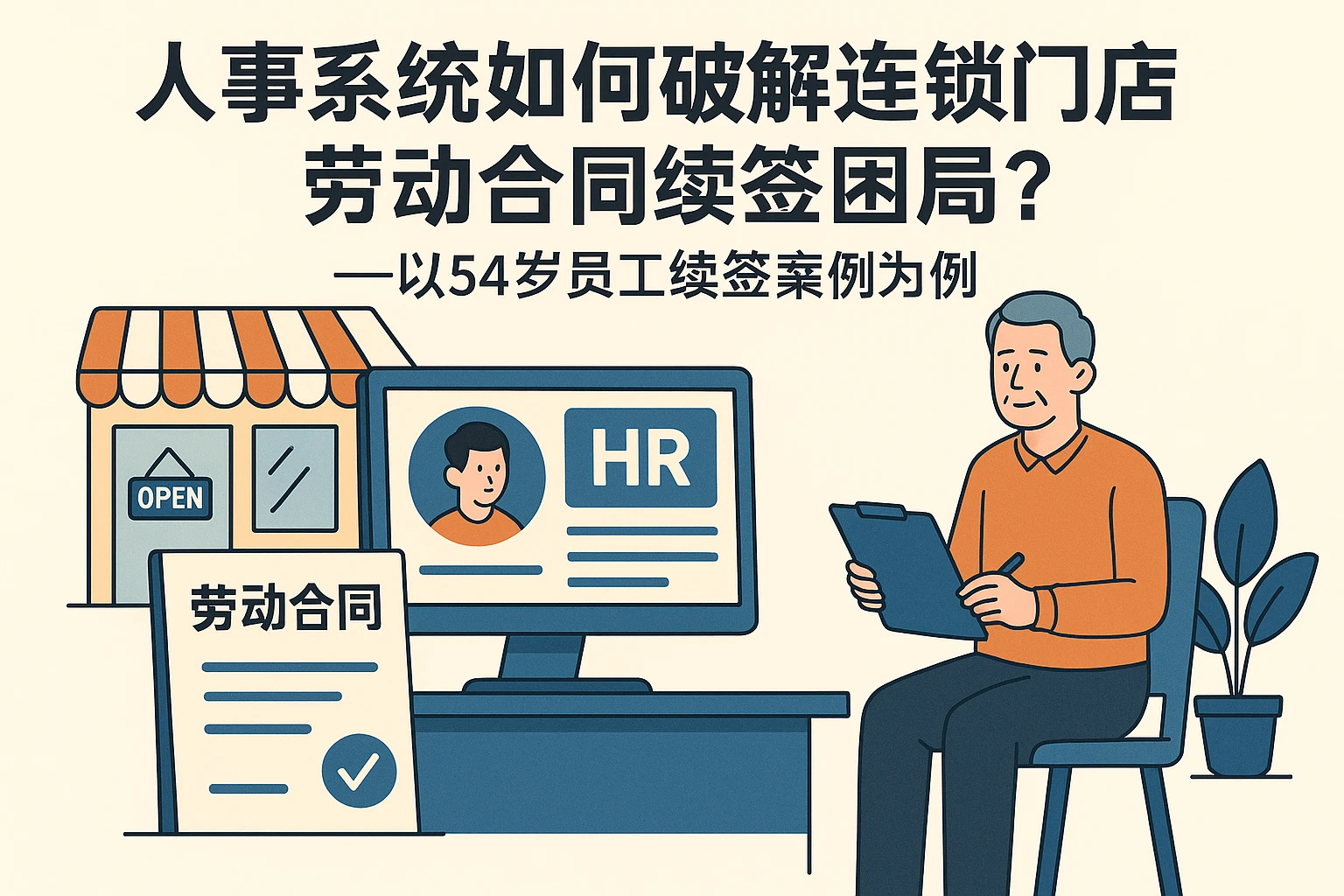 人事系统如何破解连锁门店劳动合同续签困局？——以54岁员工续签案例为例