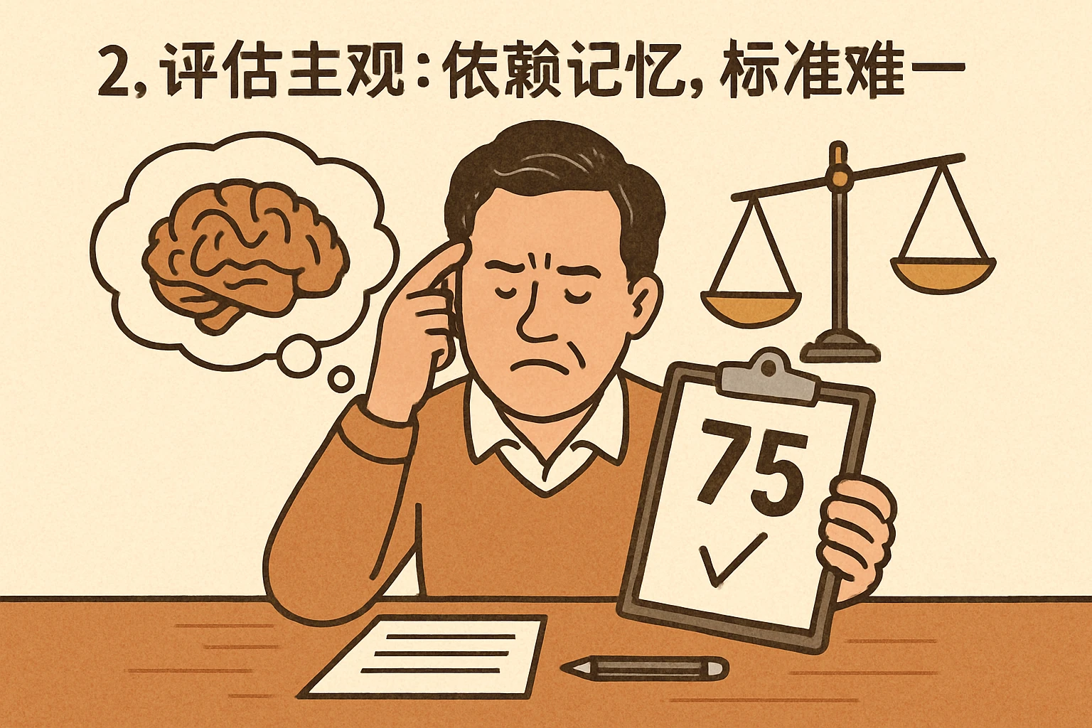 2. 评估主观：依赖记忆，标准难统一
