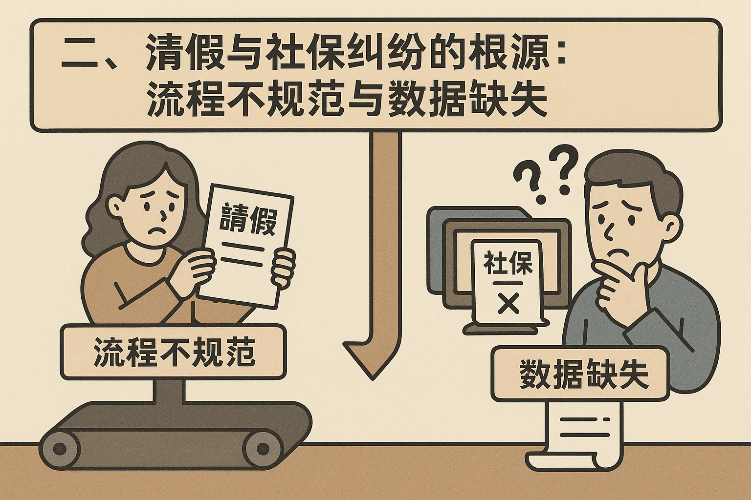 二、请假与社保纠纷的根源：流程不规范与数据缺失