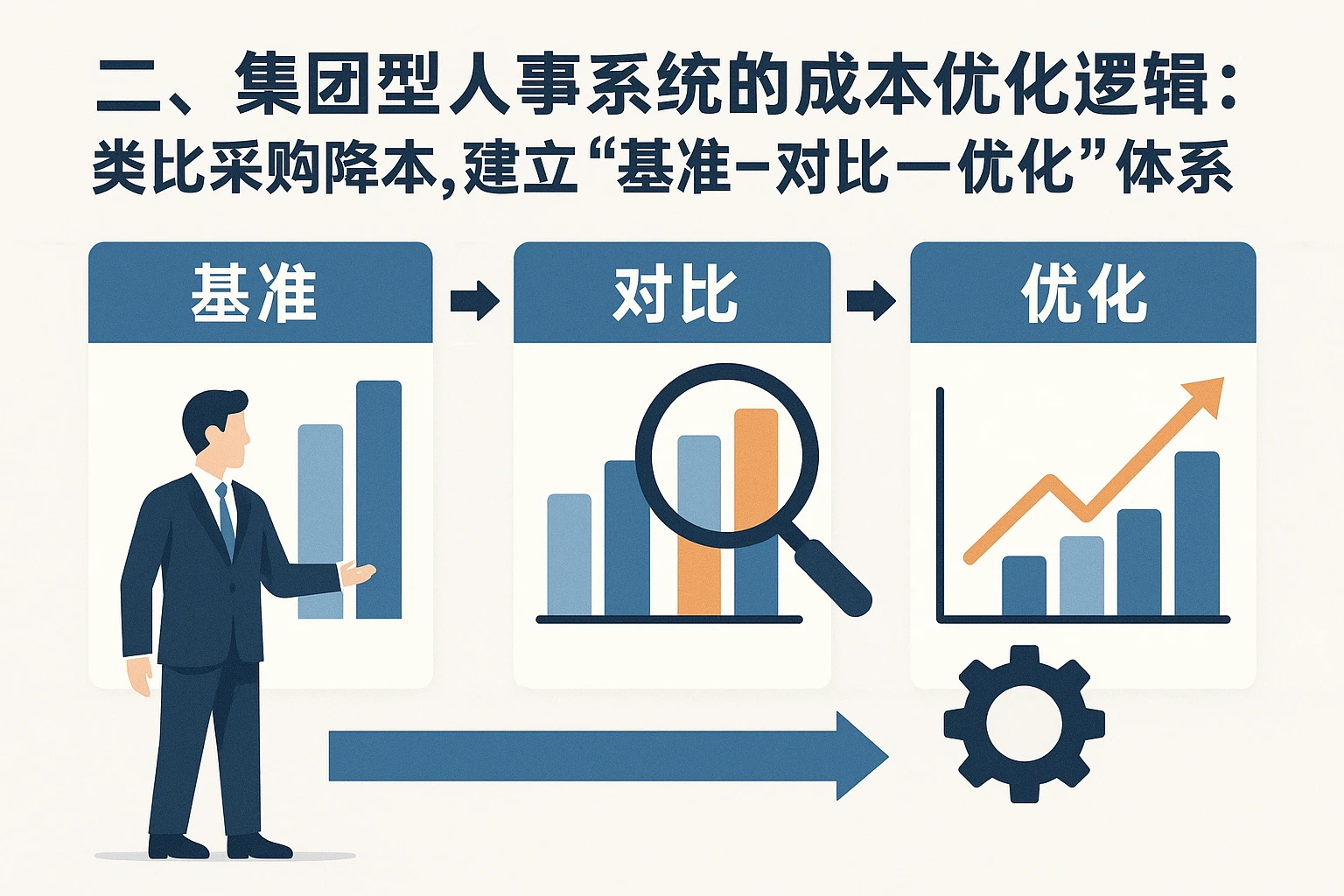 二、集团型人事系统的成本优化逻辑：类比采购降本，建立“基准-对比-优化”体系