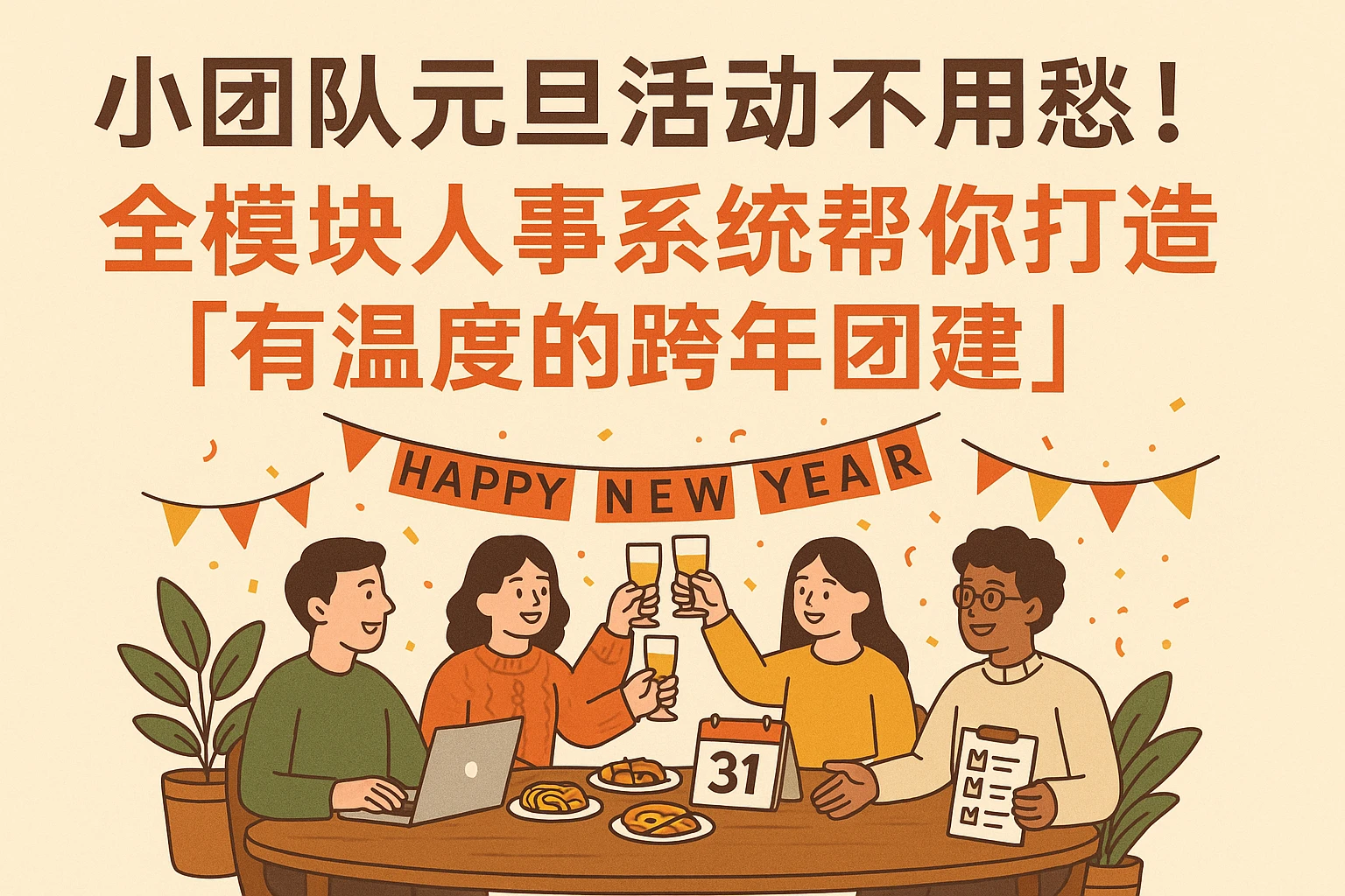 小团队元旦活动不用愁！全模块人事系统帮你打造「有温度的跨年团建」